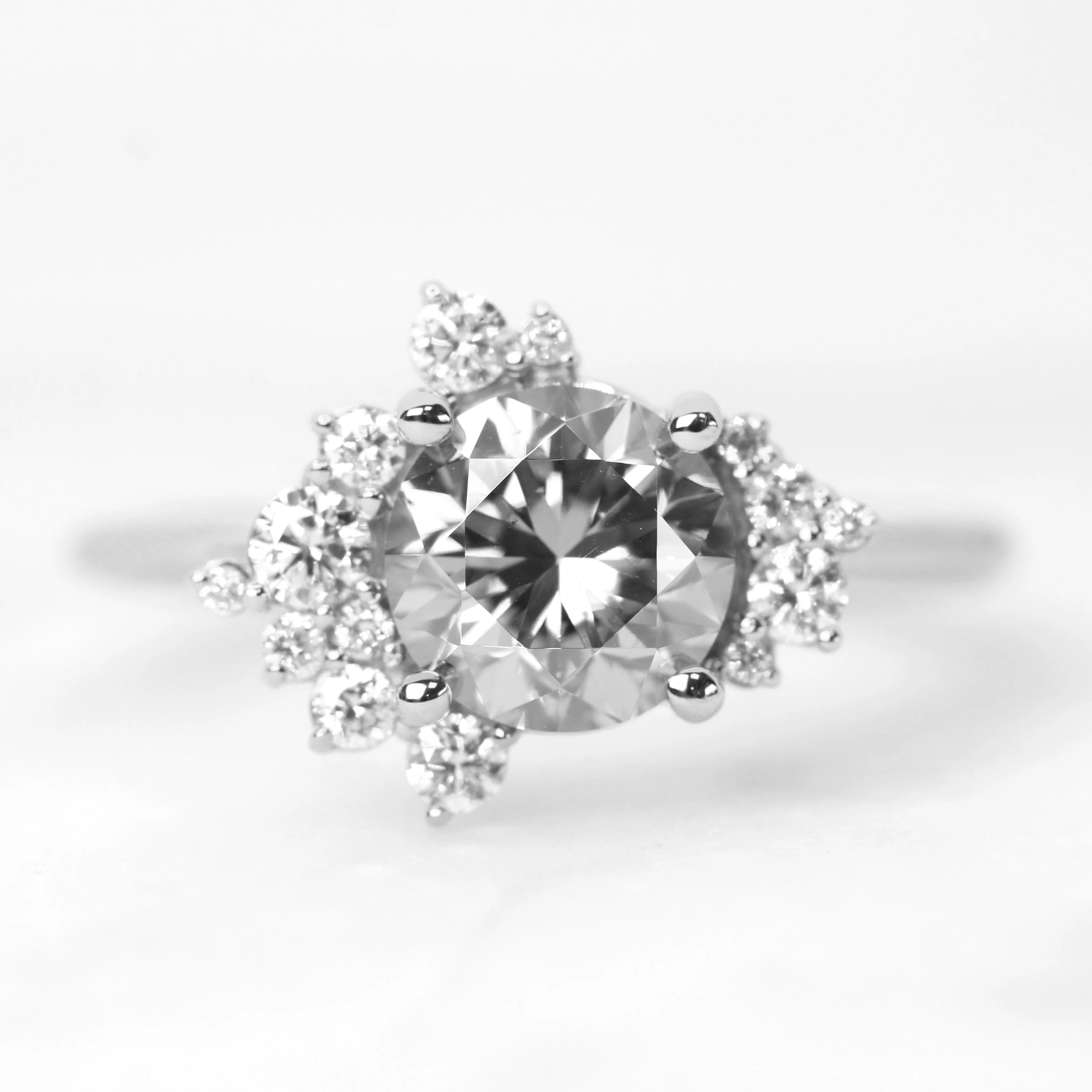 Orion Ring with a Round Gray Moissanite and White Accent Diamonds - Made to Order - Image 9