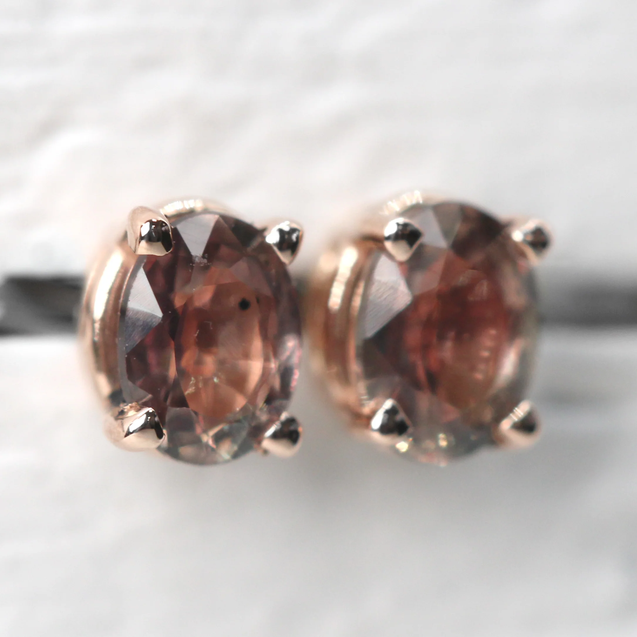 Pink Oval Sapphire Earrings in 14k Rose Gold - Ready to Ship - Image 3
