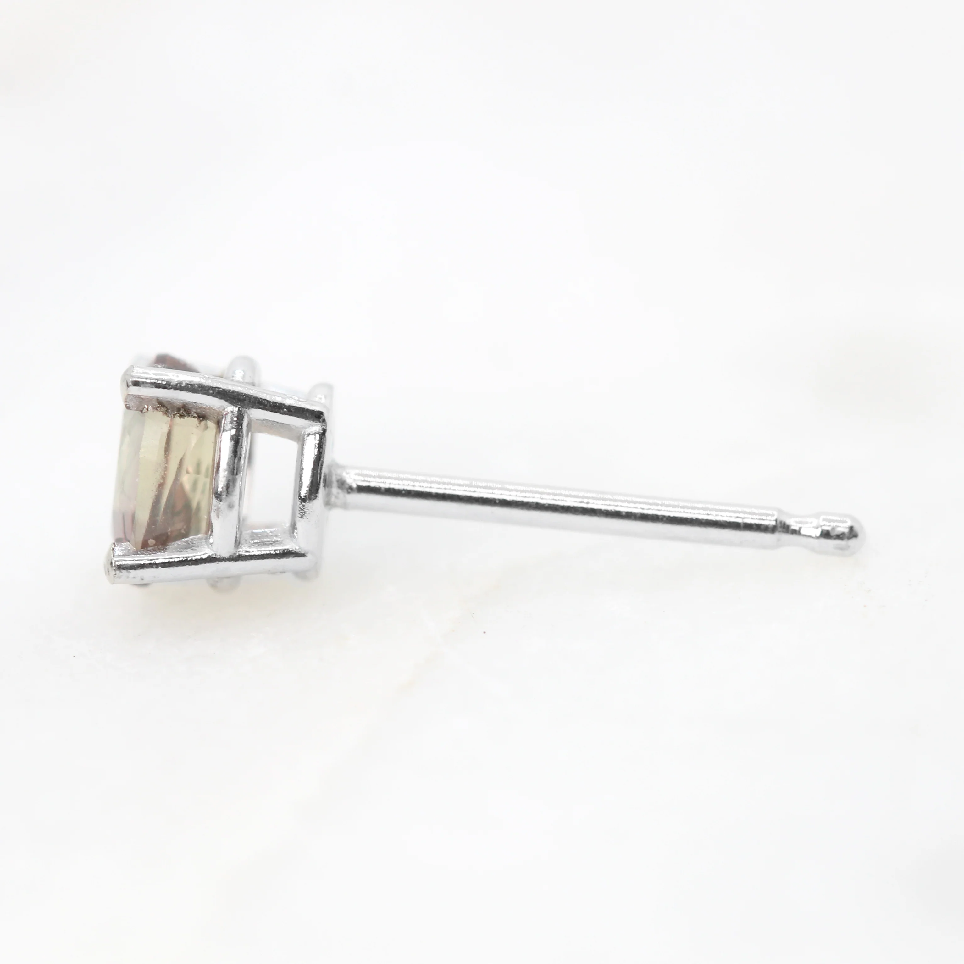 Pink Oval Sapphire Earrings in 14k White Gold - Ready to Ship - Image 4