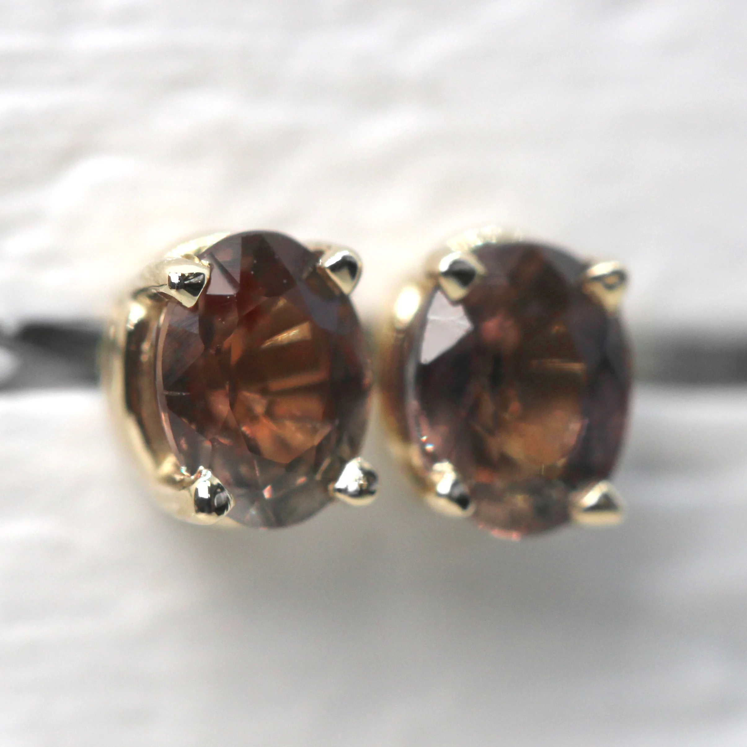 Pink Oval Sapphire Earrings in 14k Yellow Gold - Ready to Ship - Image 3