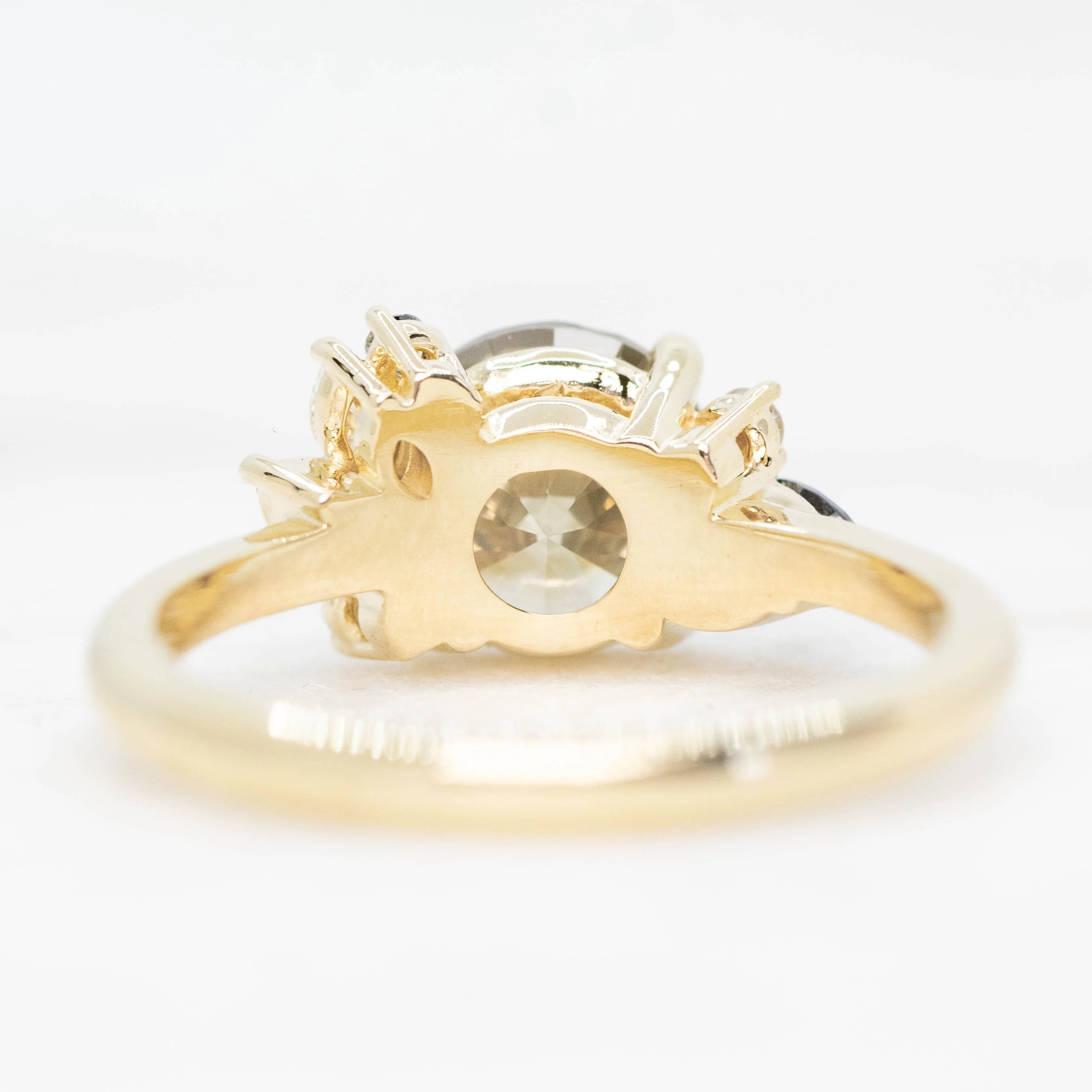 Polaris Ring with a 2.25 Carat Round Champagne Diamond and White and Gray Accent Diamonds in 14k Yellow Gold - Ready to Size and Ship - Image 6