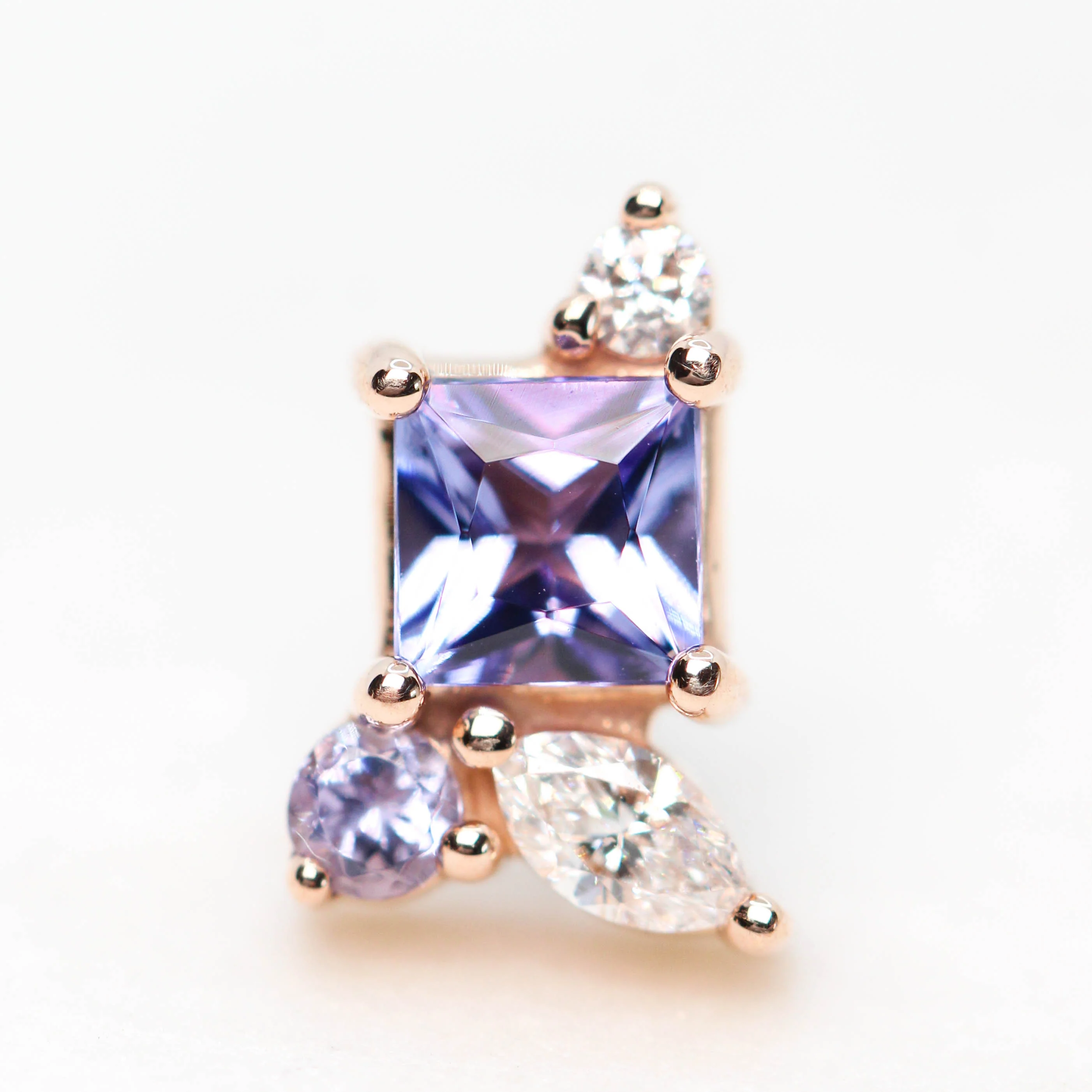 Princess Cut Tanzanite Earrings with Tanzanite & Diamond Accents - Made to Order, Choose Your Gold Tone - Image 4