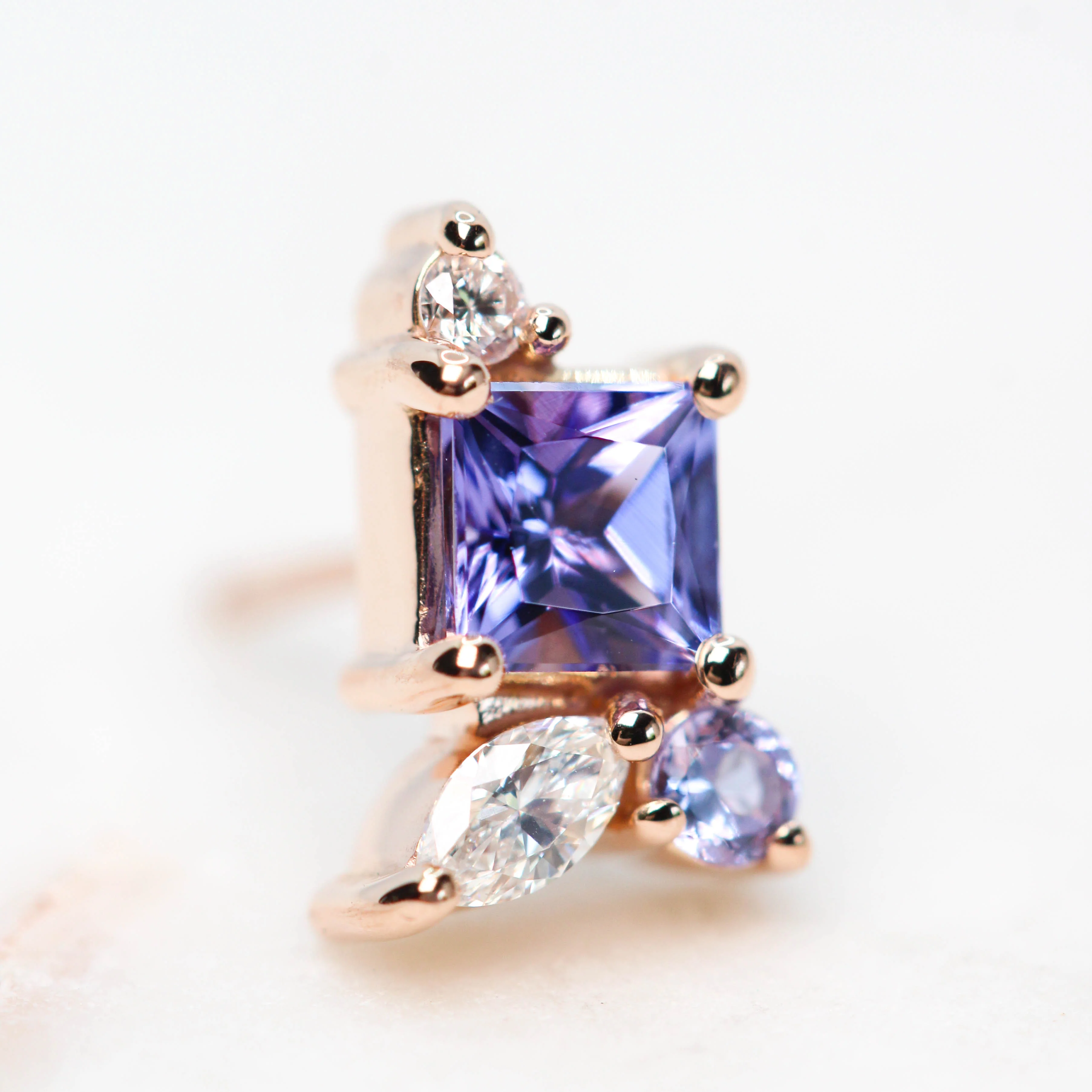 Princess Cut Tanzanite Earrings with Tanzanite & Diamond Accents - Made to Order, Choose Your Gold Tone - Image 6