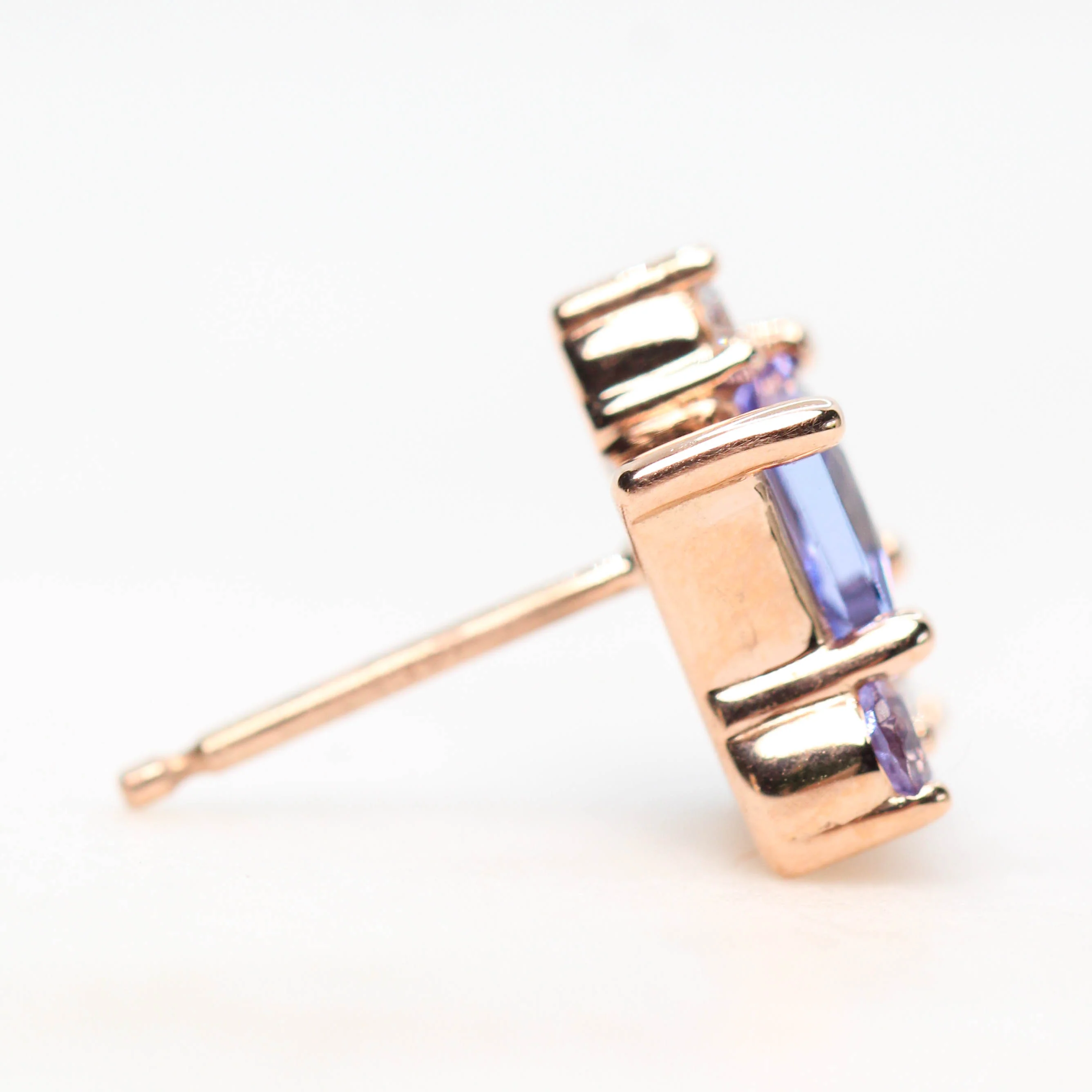 Princess Cut Tanzanite Earrings with Tanzanite & Diamond Accents - Made to Order, Choose Your Gold Tone - Image 7