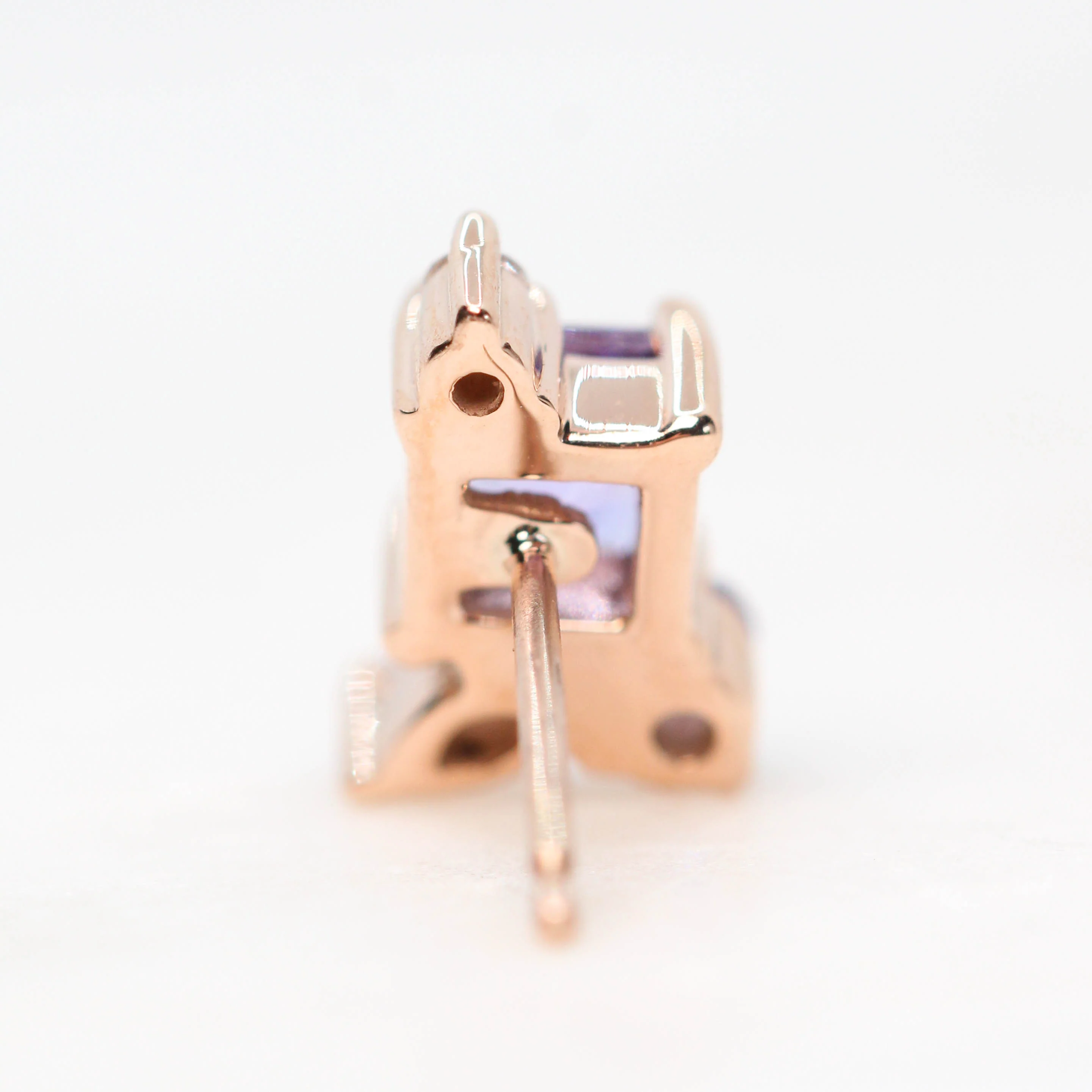 Princess Cut Tanzanite Earrings with Tanzanite & Diamond Accents - Made to Order, Choose Your Gold Tone - Image 8