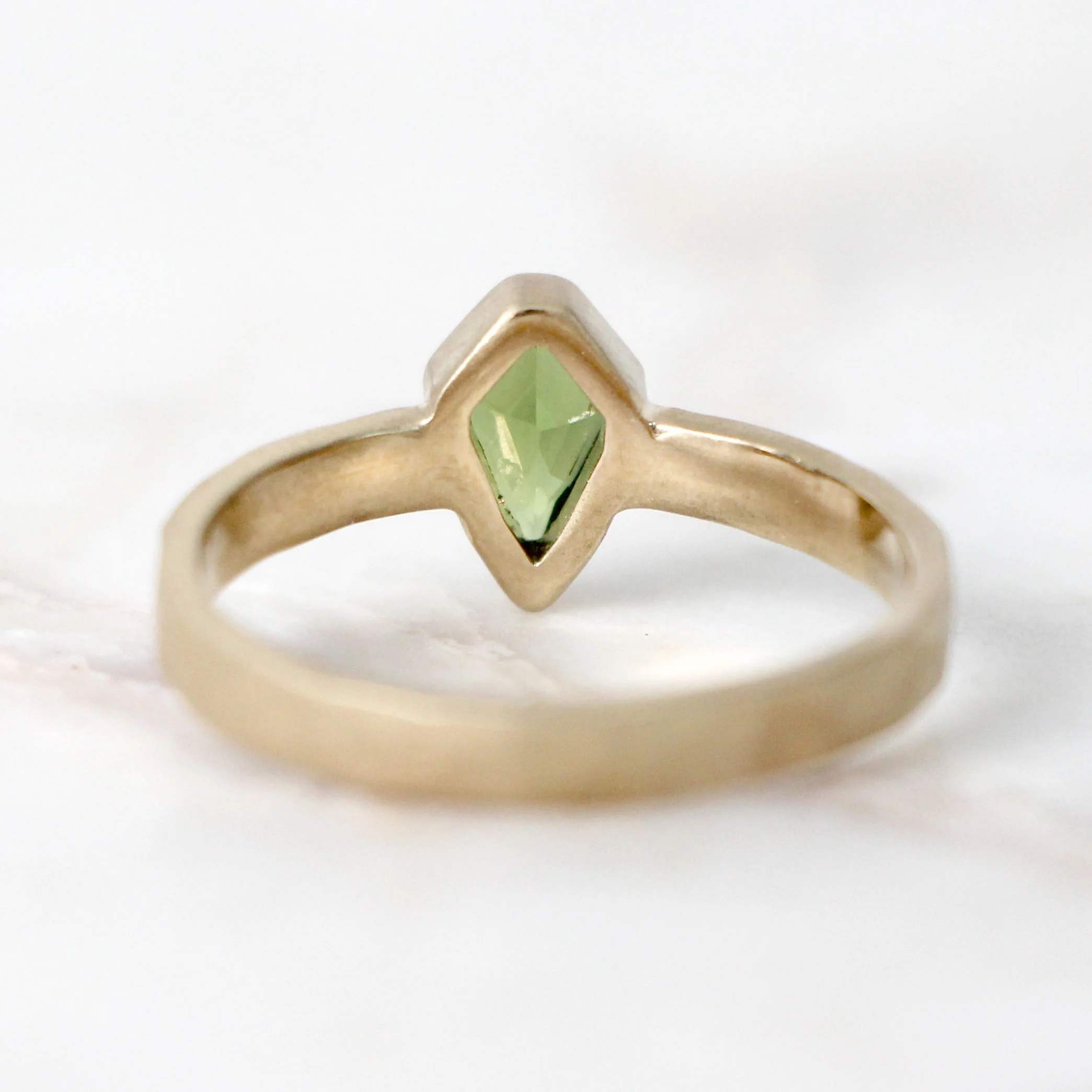 Project: Custom 1 Carat Bezel Set Green Kite Sapphire Ring in 14k - Image 5