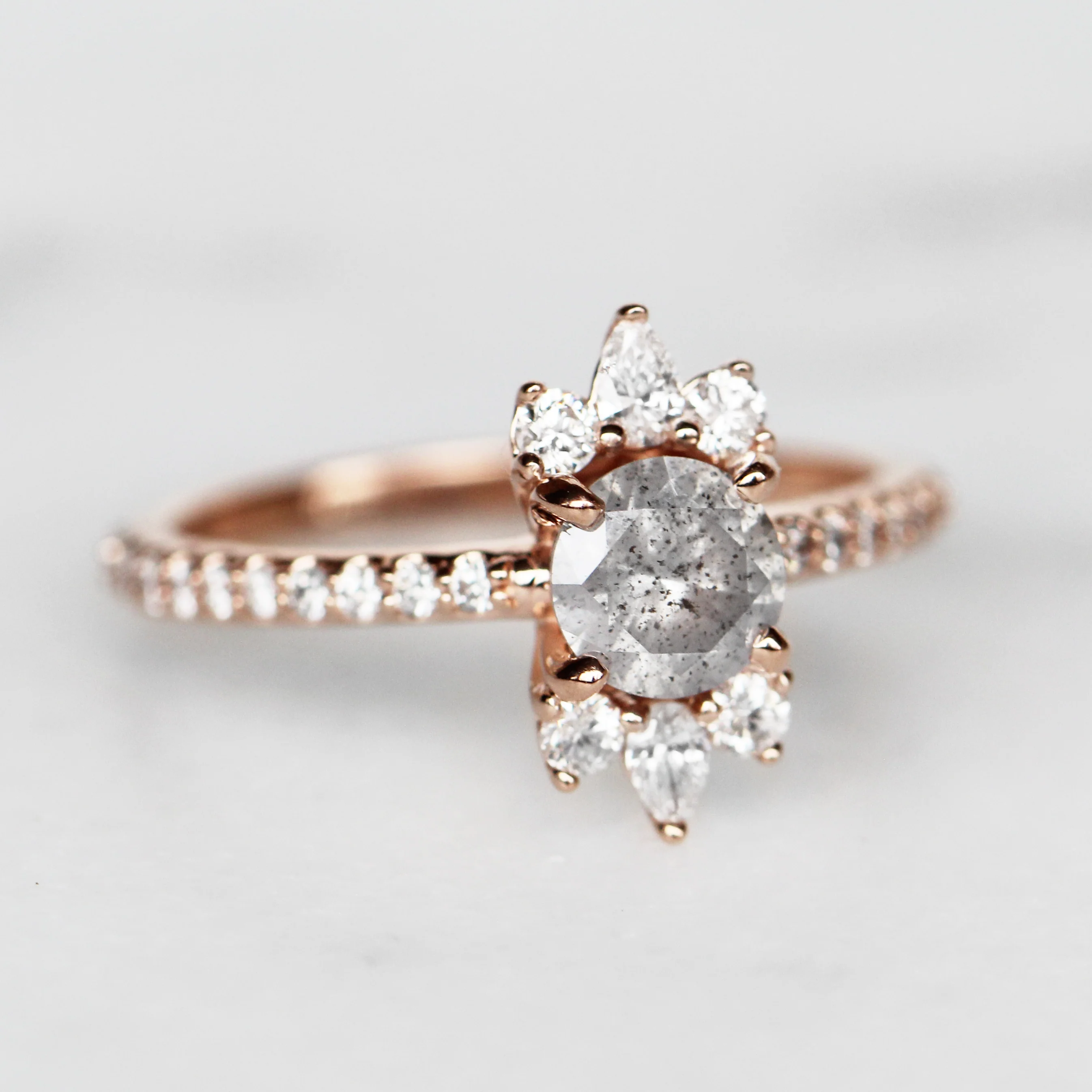 Project: Custom Cora Ring with .50 Carat Celestial Salt and Pepper Diamond in 14k - Image 6