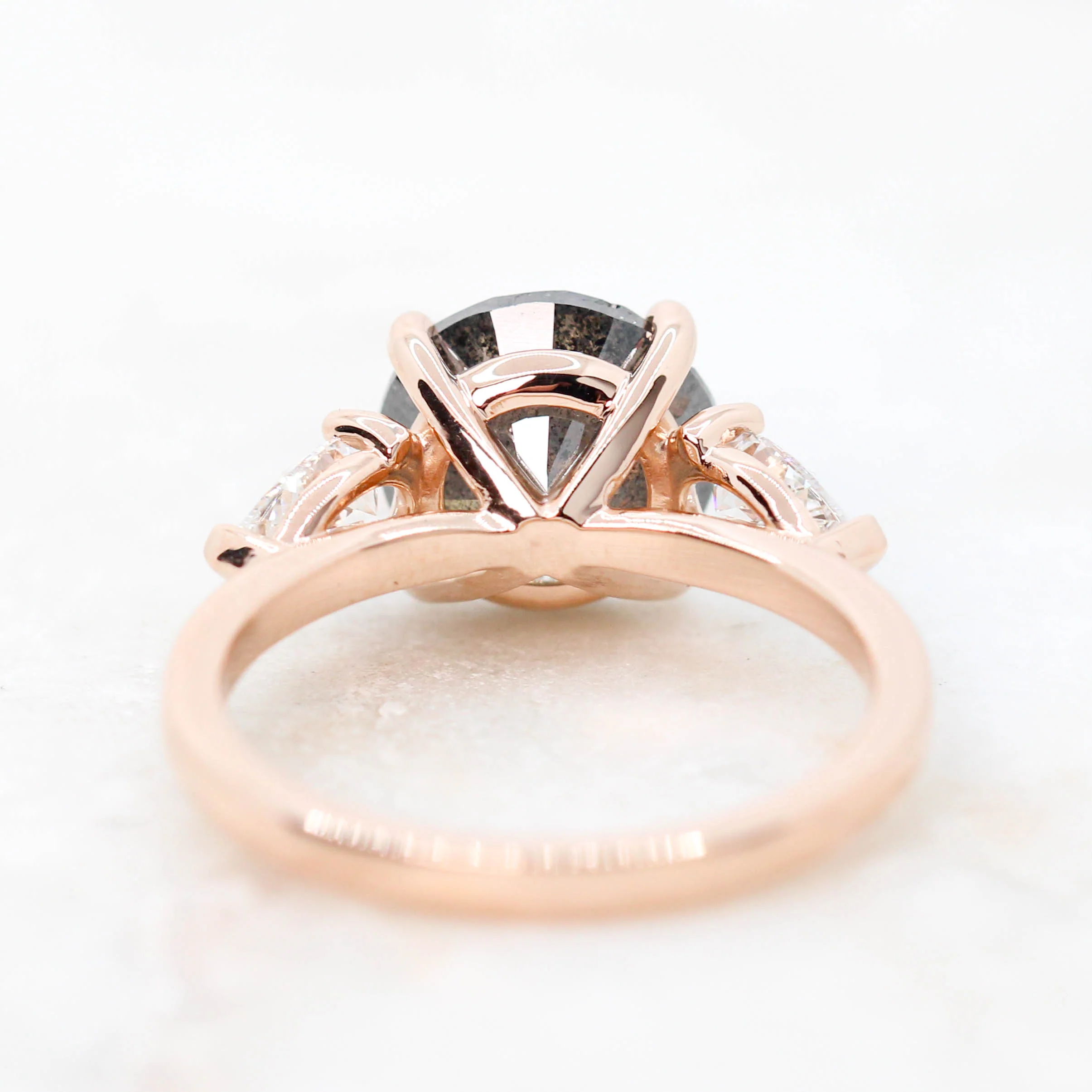 Project: Custom Faye Ring with a 3.5 Carat Gray Round Salt and Pepper Diamond and White Accent Diamonds in 14k - Image 8