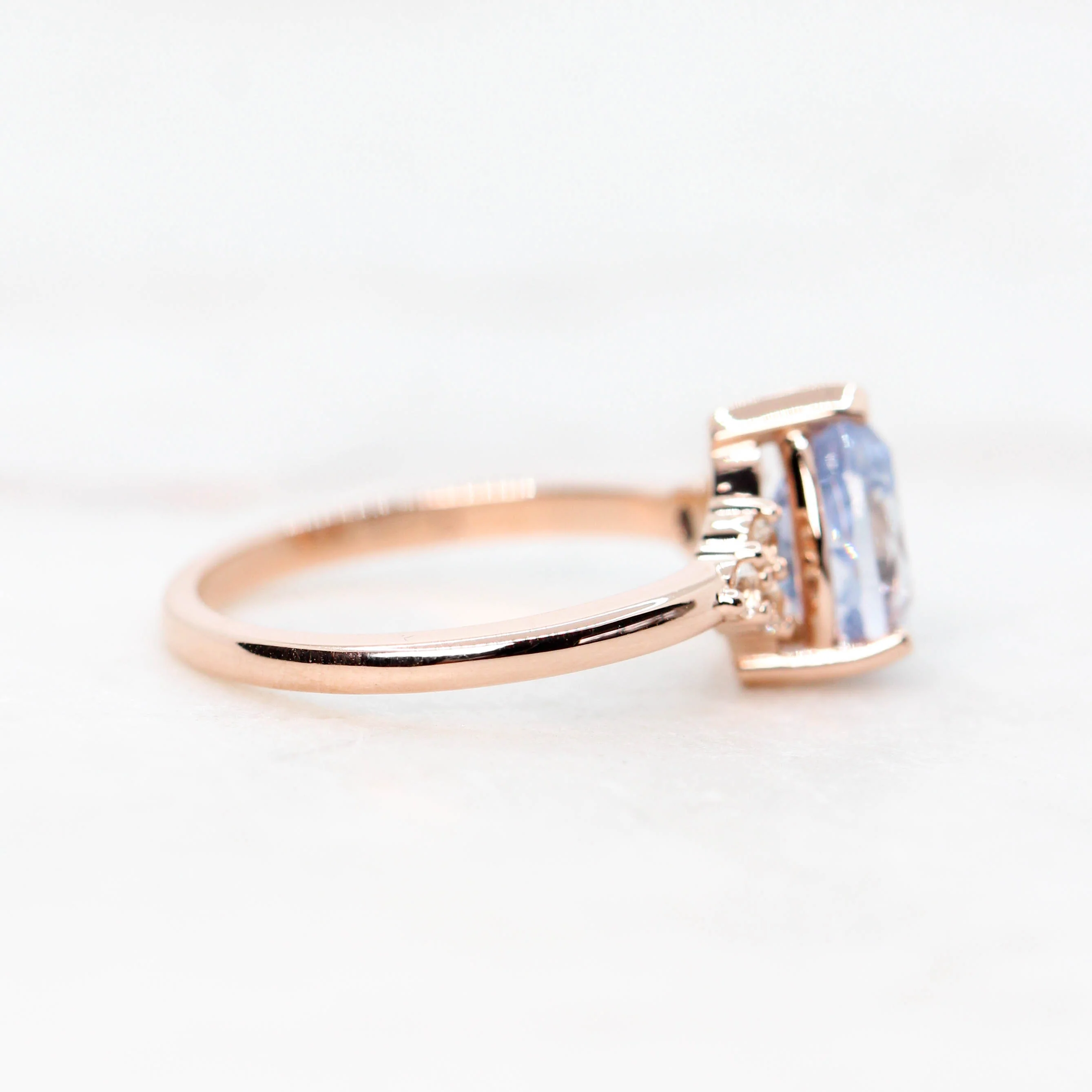 Project: Custom Fletcher Ring with a 2 Carat Blue Pear Sapphire with White and Blue Sapphire Accents in 14k - Image 8