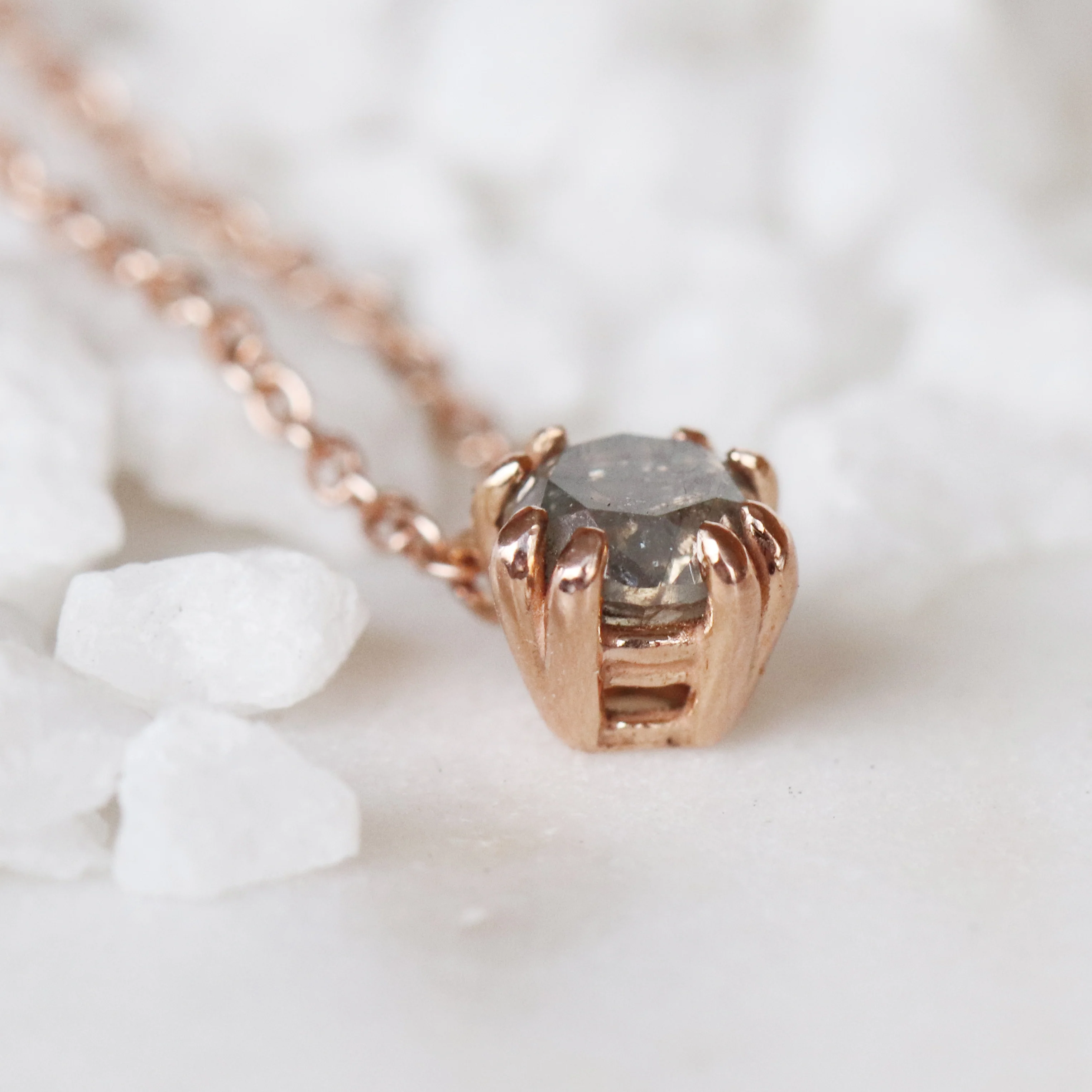 Project: Custom Thatcher 16 inch Necklace with a .50 carat Round Brilliant Cut Salt and Pepper Diamond in 14k - Image 4