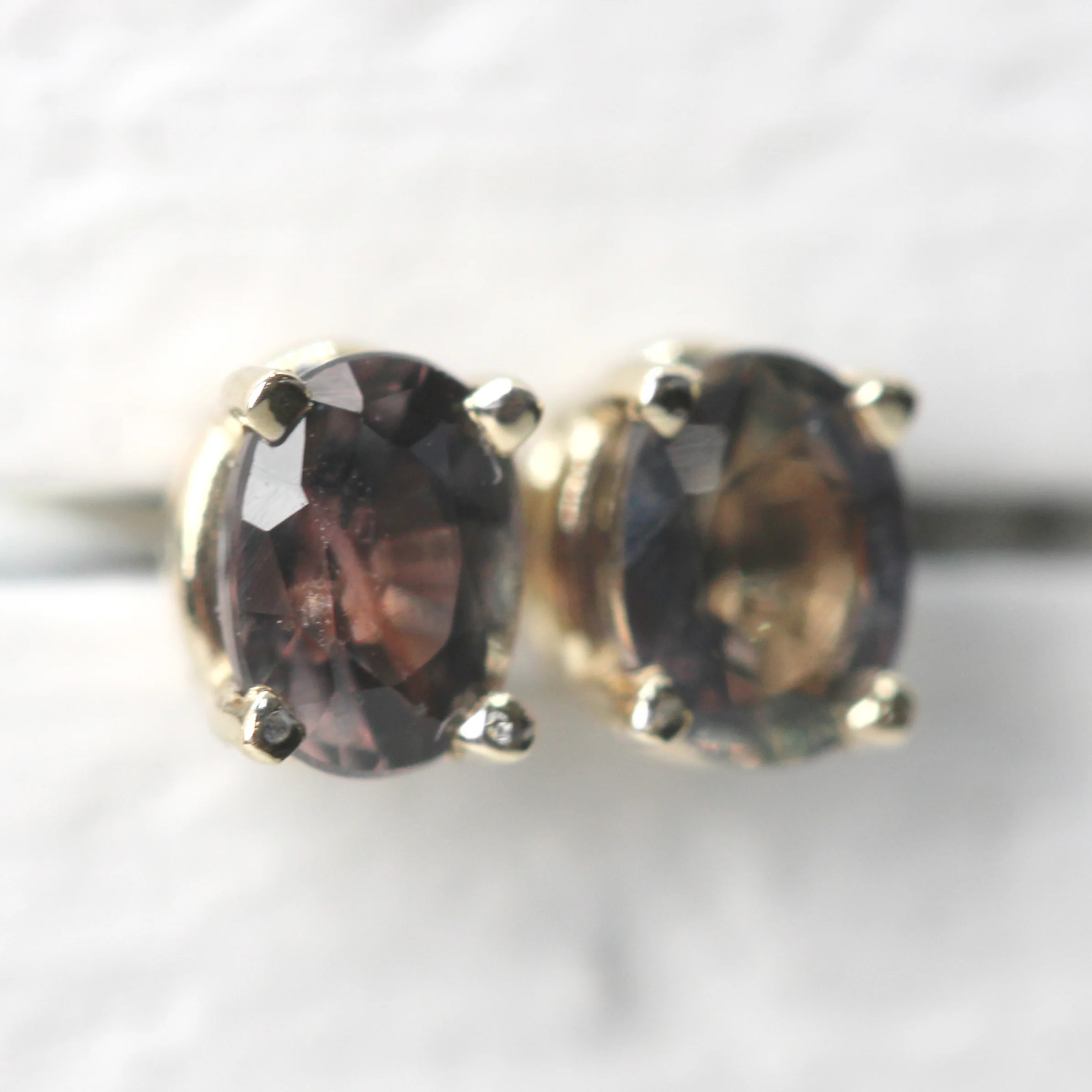 Purple Oval Sapphire Earrings in 14k Yellow Gold - Ready to Ship - Image 3