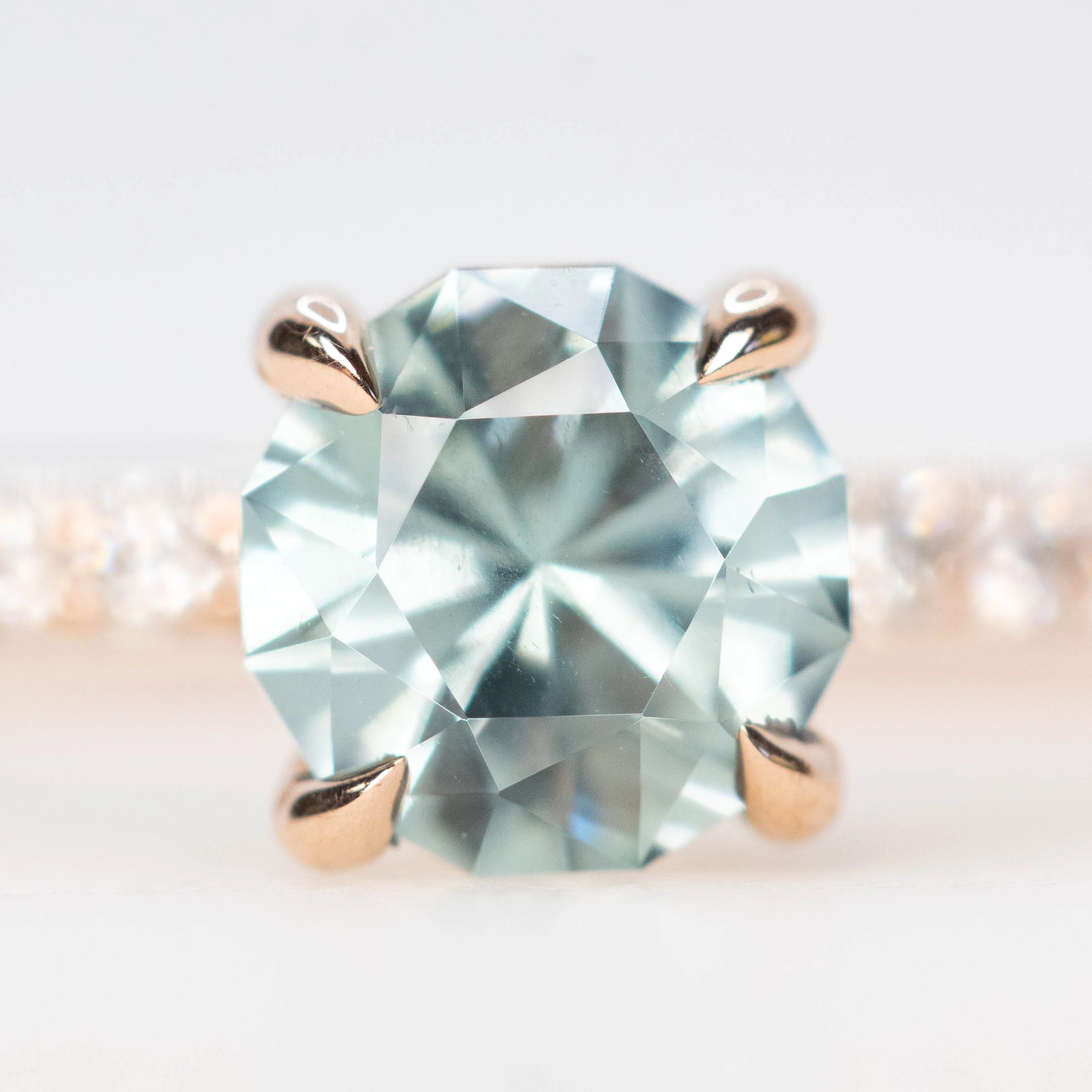 Gayle Ring with a 1.03 Carat Round Blue Montana Sapphire and White Accent Diamonds in 14k Rose Gold - Ready to Size and Ship - Image 7