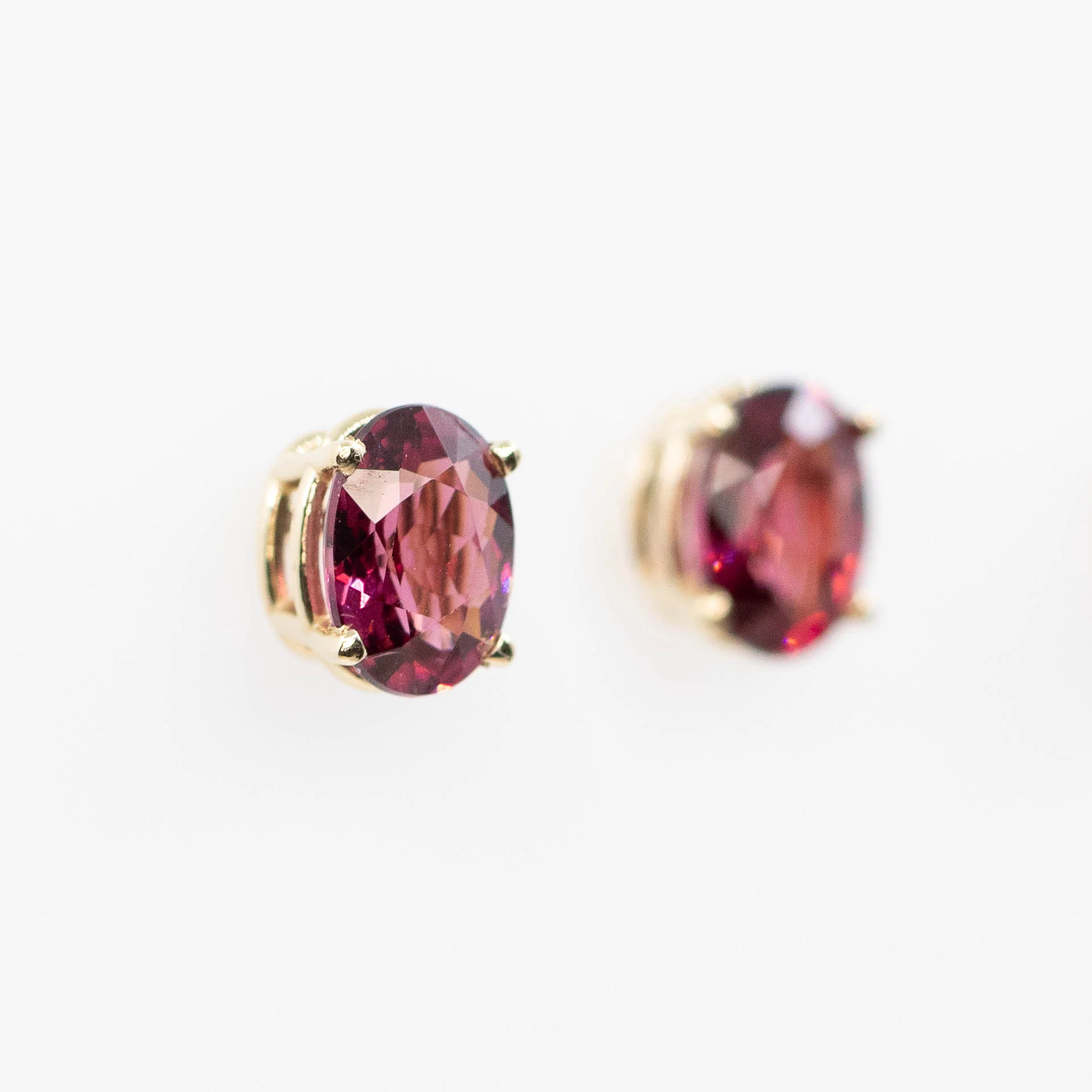 Red Oval Garnet Earrings in 14k Yellow Gold - Ready to Ship - Image 6
