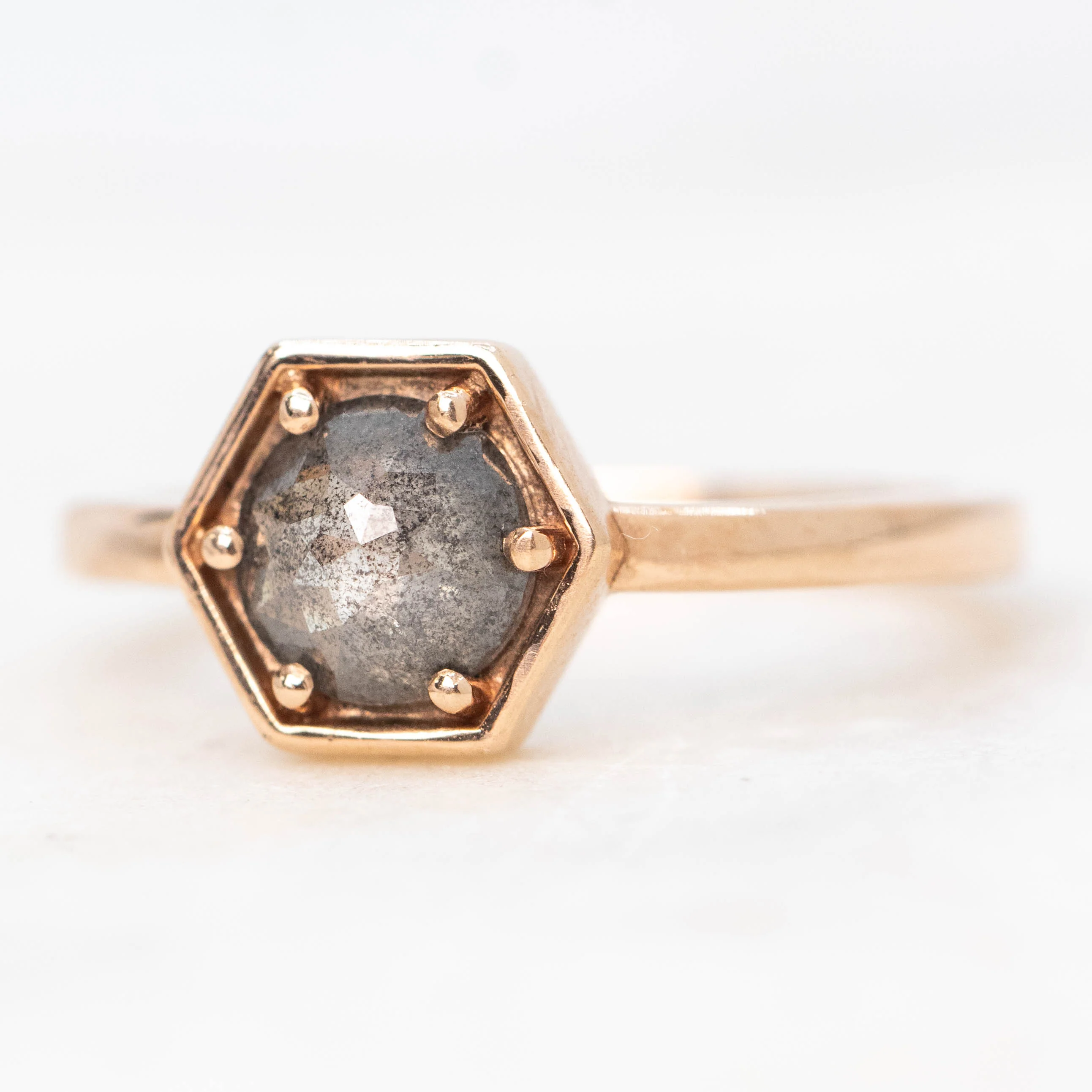 Rhetta Ring with a 0.70 Carat Gray Salt and Pepper Diamond in 10k Rose Gold - Ready to Size and Ship - Image 3