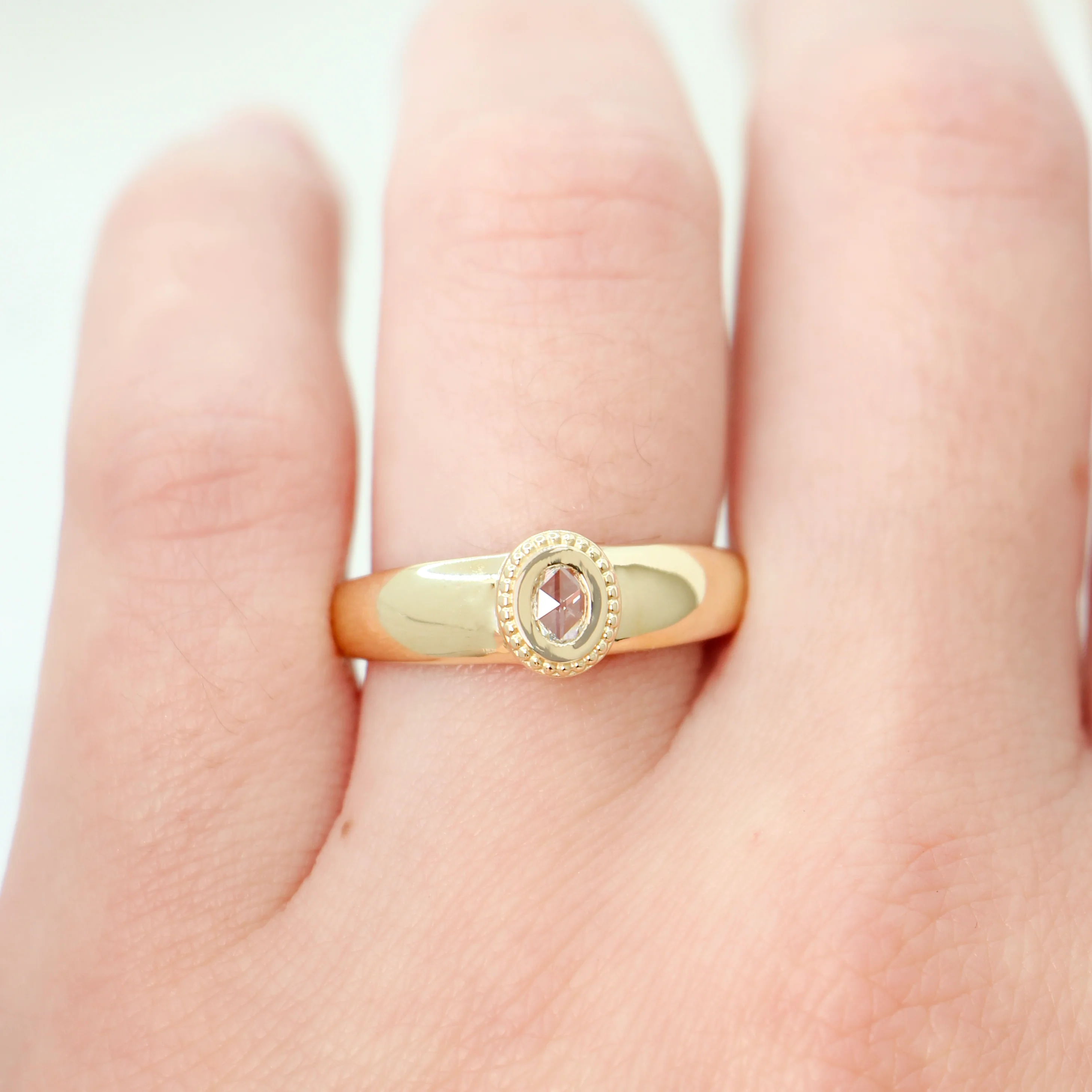 Eloise Ring with a 0.10 Carat Oval Rose Cut Diamond - Made to Order - Image 2