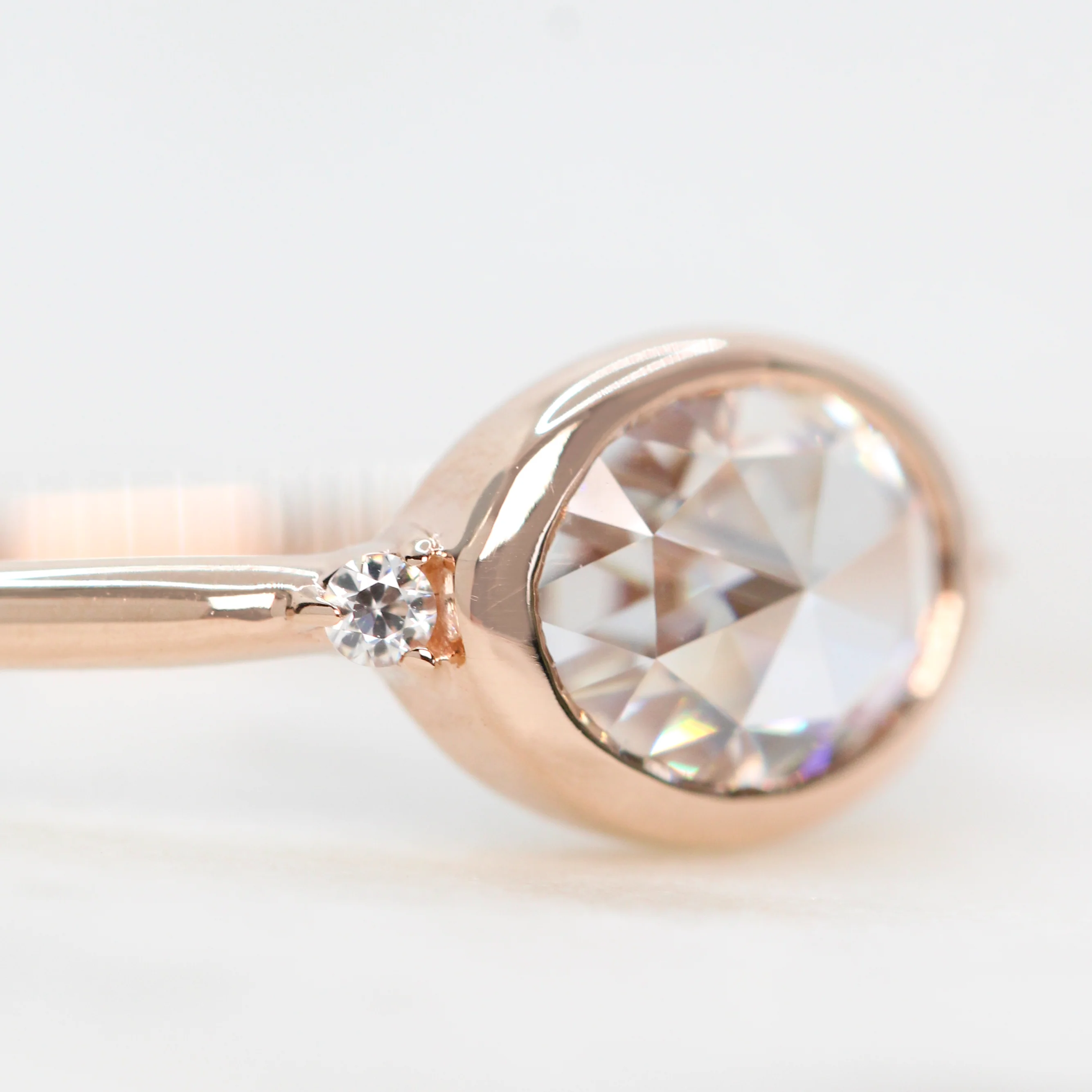 Beatrice Ring with a 0.5 Carat Clear Oval Moissanite and Round Accent Moissanites - Made to Order - Image 6