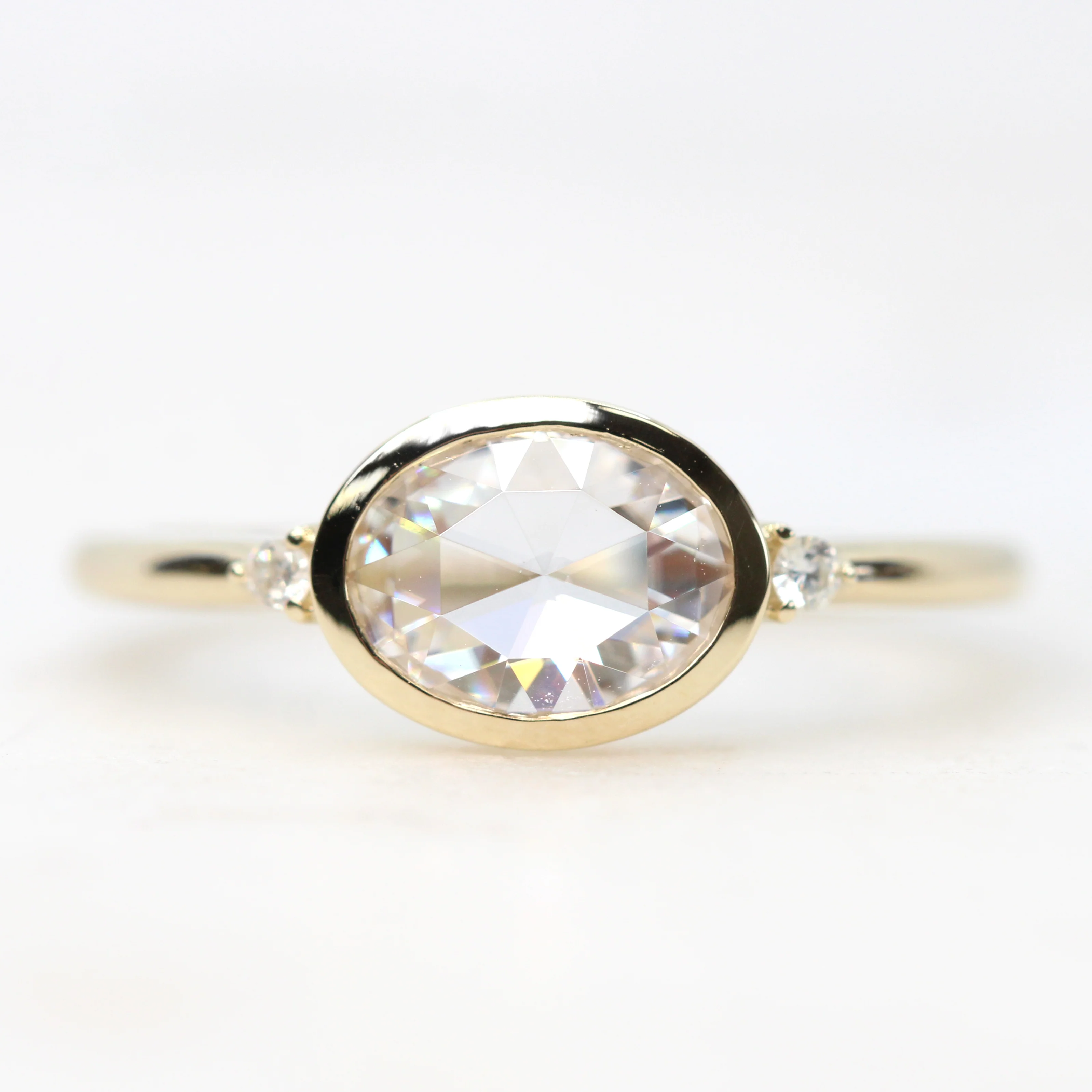 Beatrice Ring with a 0.5 Carat Clear Oval Moissanite and Round Accent Moissanites - Made to Order - Image 9