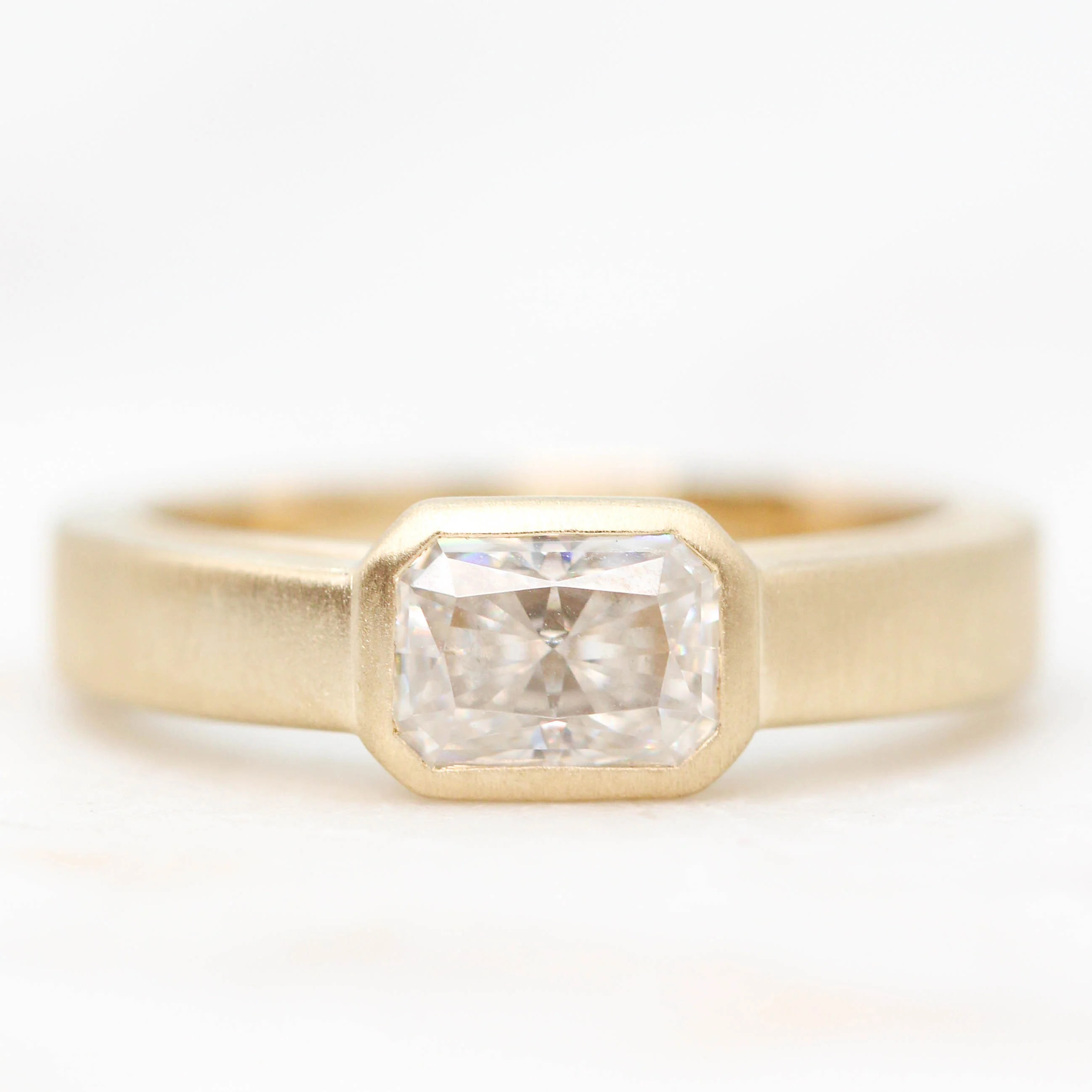 Mabel Ring with a Radiant Cut Moissanite - Made to Order, Choose Your Gold Tone