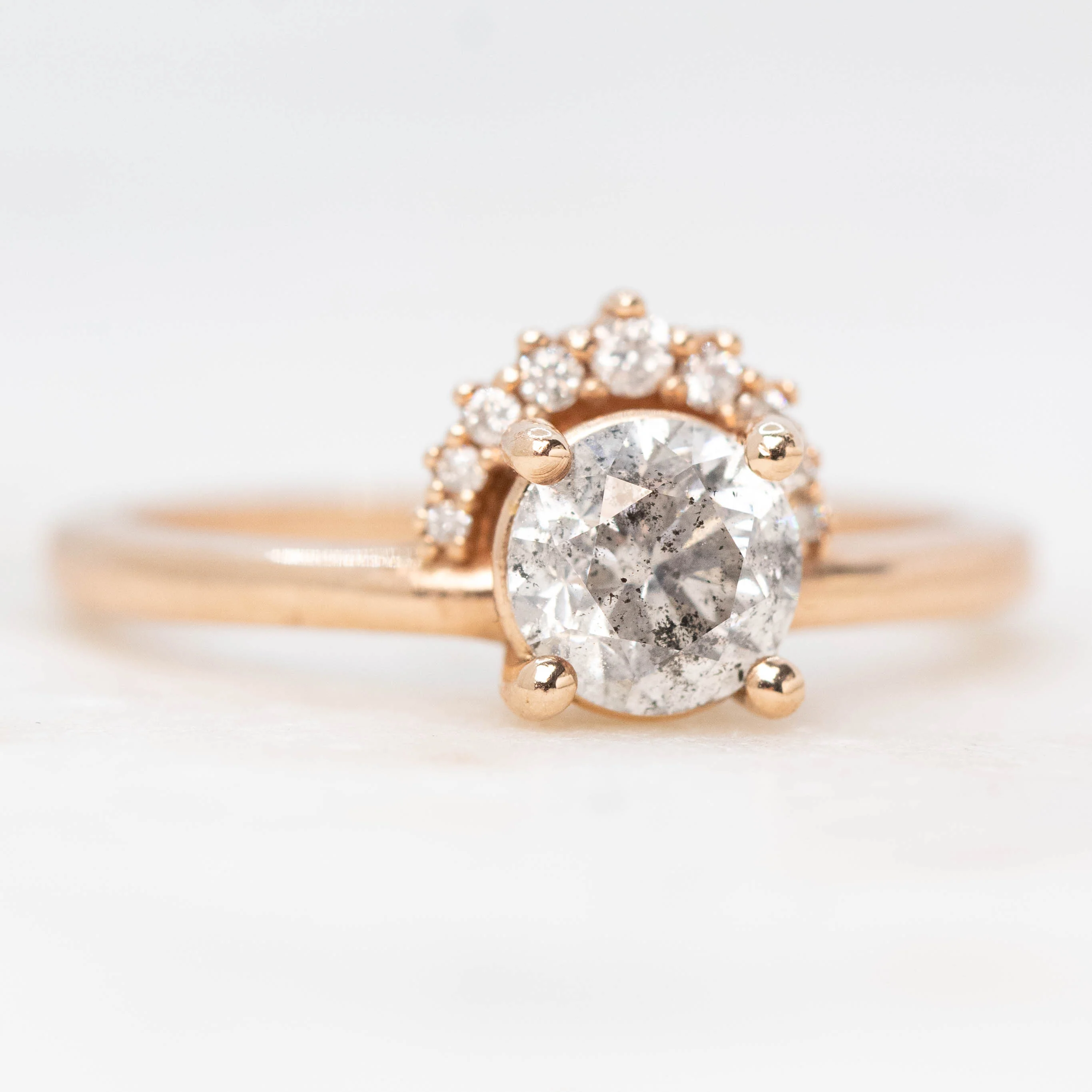 Lonnie Ring with a 1.01 Carat Round Gray Salt and Pepper Diamond in 10k Rose Gold - Ready to Size and Ship - Image 4