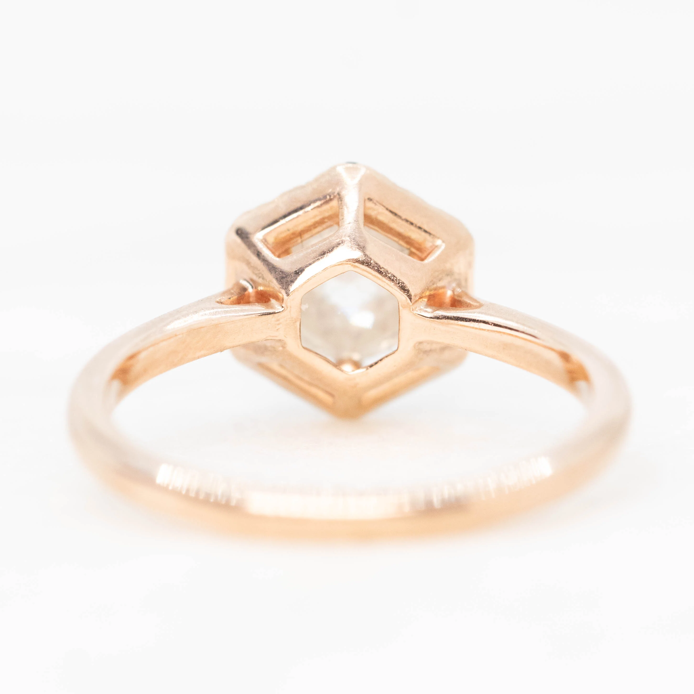 Sia Ring with a 0.90 Carat Misty White Round Rose Cut Diamond and Black Accent Diamonds in 10k Rose Gold - Ready to Size and Ship - Image 6