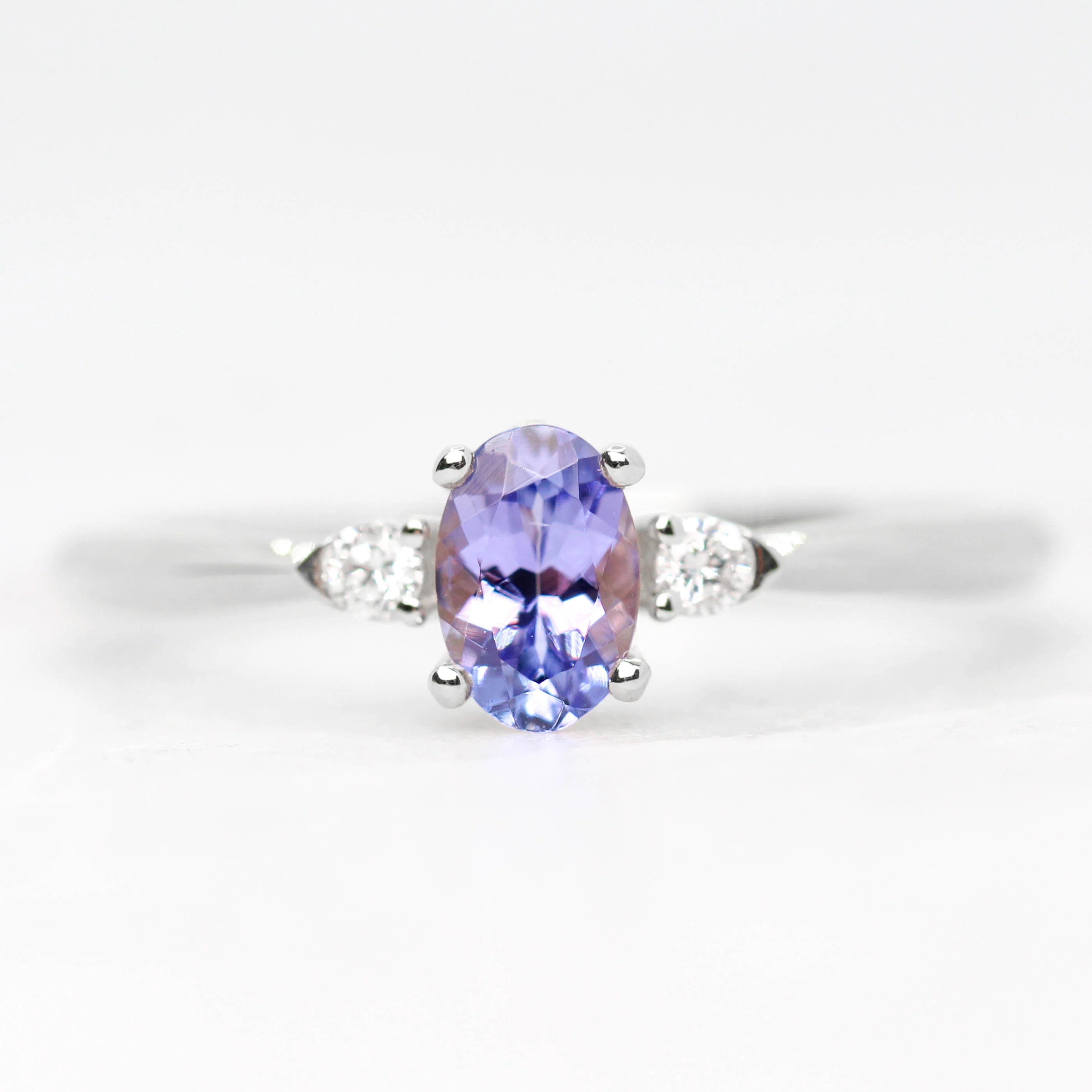 Chelsea Ring with an Oval Tanzanite and White Accent Diamonds in 14k Yellow Gold - Made to Order - Image 8