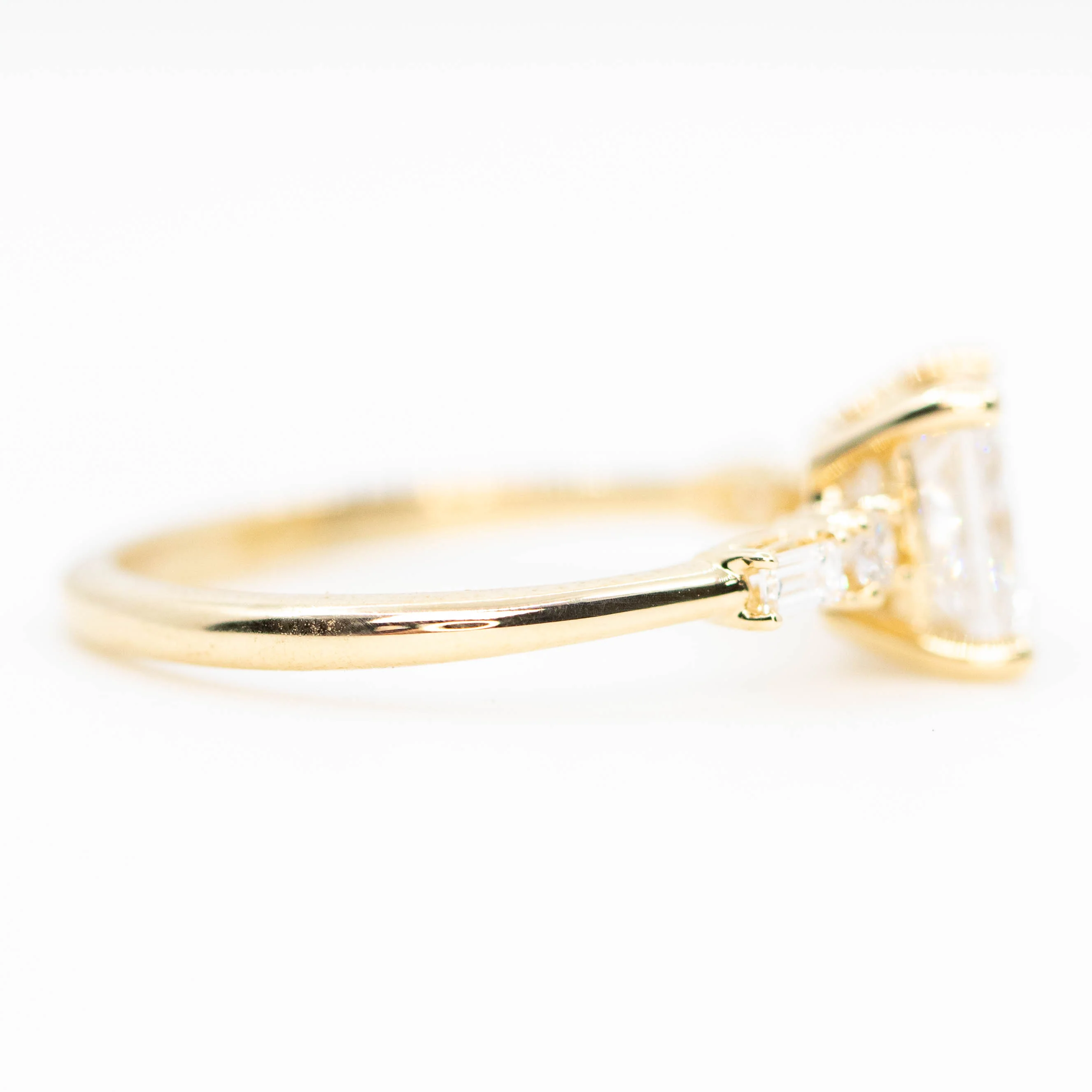 River Ring with a 1.69 Carat Princess Cut Lab Grown Diamond and White Accent Diamonds in 14k Yellow Gold - Ready to Size and Ship - Image 5