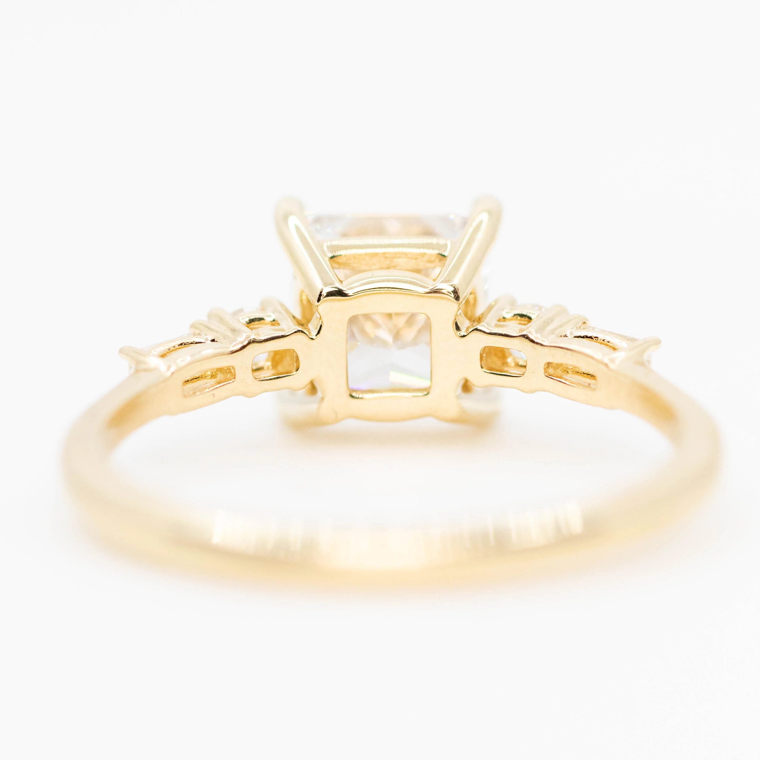 River Ring with a 1.69 Carat Princess Cut Lab Grown Diamond and White Accent Diamonds in 14k Yellow Gold - Ready to Size and Ship - Image 6