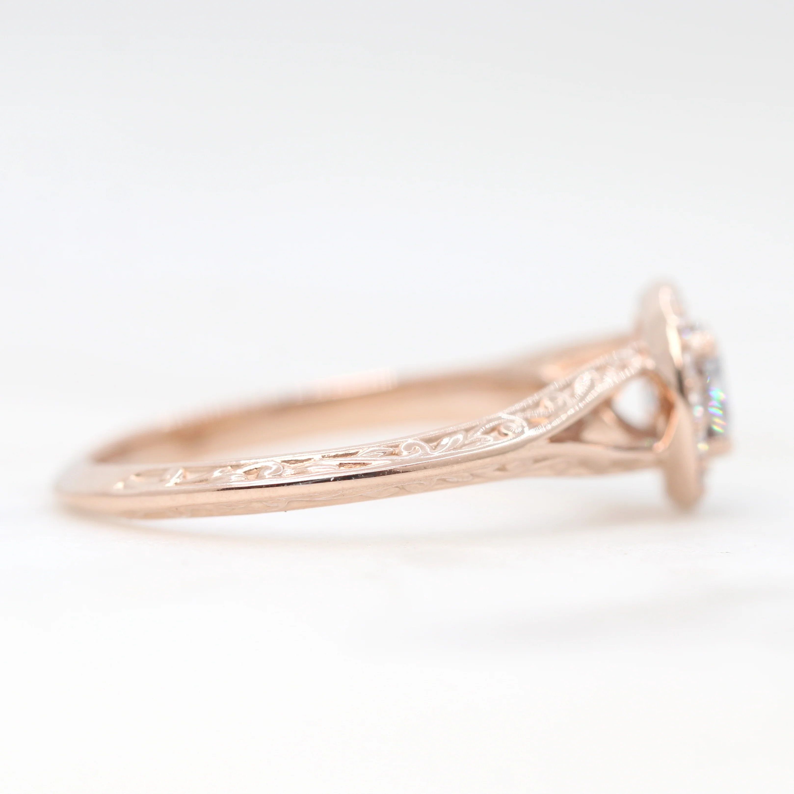 Rosie Ring with a Round Gray Moissanite and Round Accent Moissanites - Made to Order - Image 5