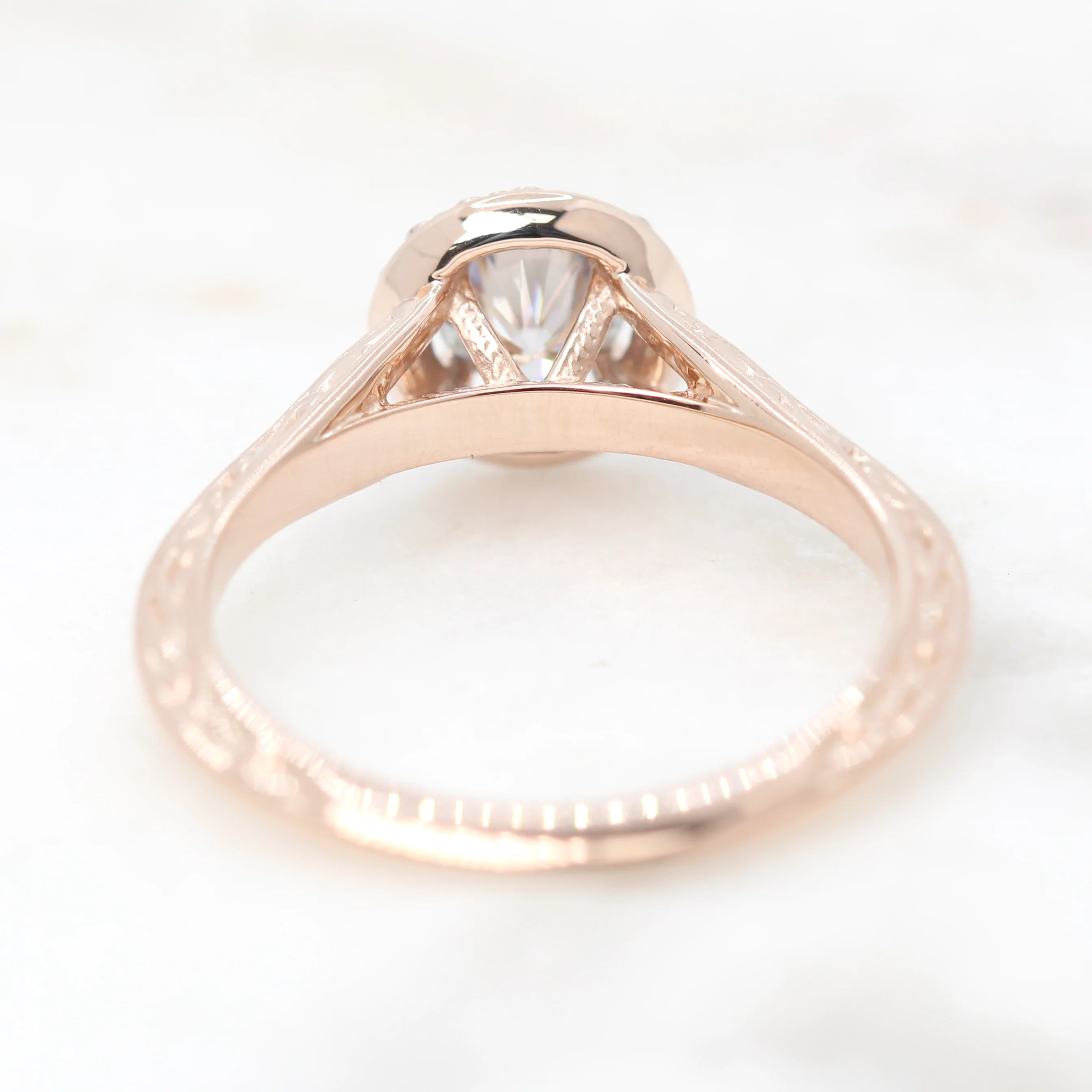 Rosie Ring with a Round Gray Moissanite and Round Accent Moissanites - Made to Order - Image 6