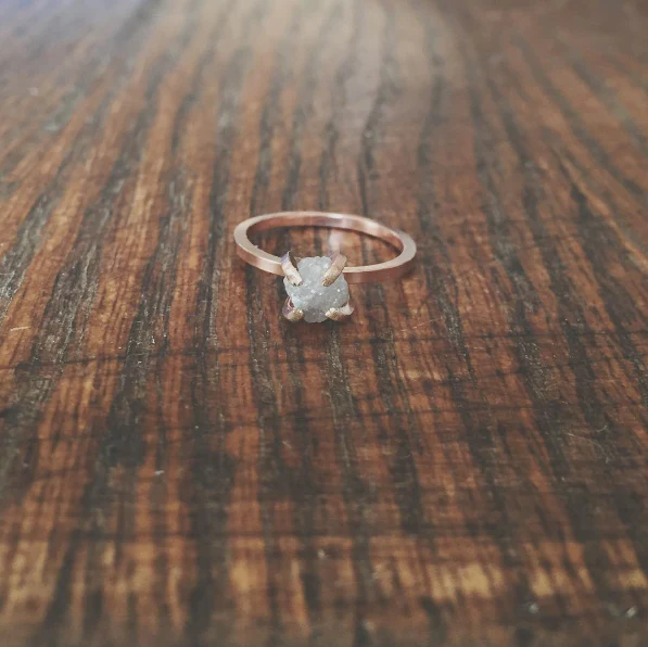 Rough Diamond Solitaire Ring - Made to Order - Image 15