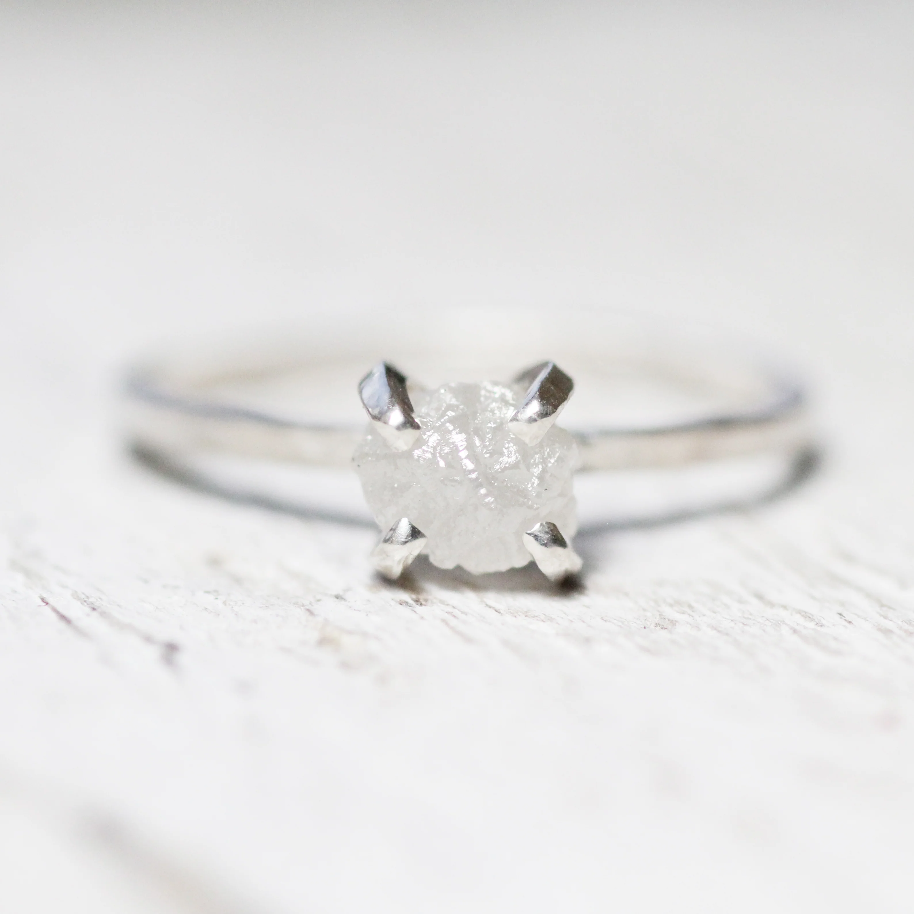 Rough Diamond Solitaire Ring - Made to Order - Image 3