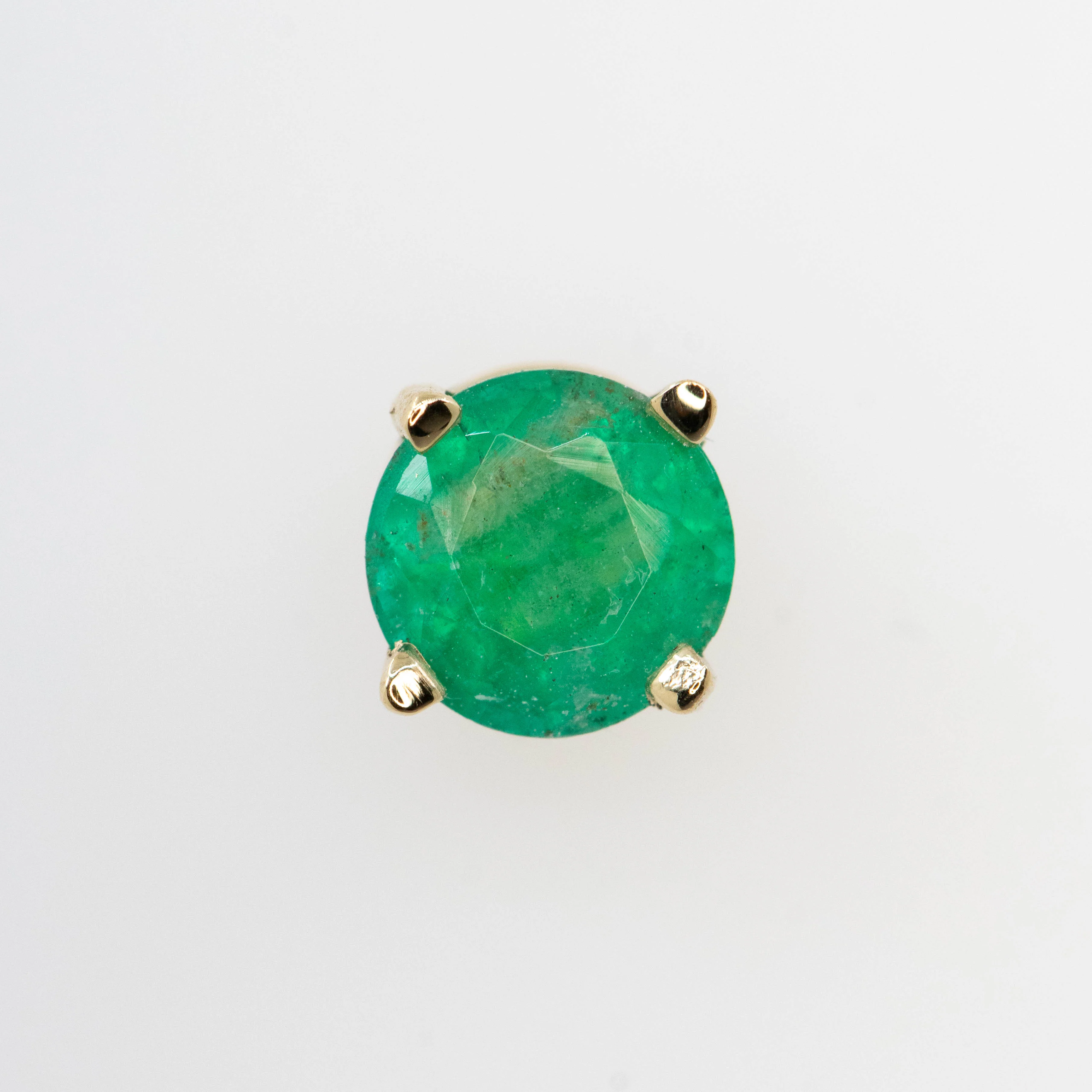 Round Emerald Earring Studs - Ready to Ship - Image 3