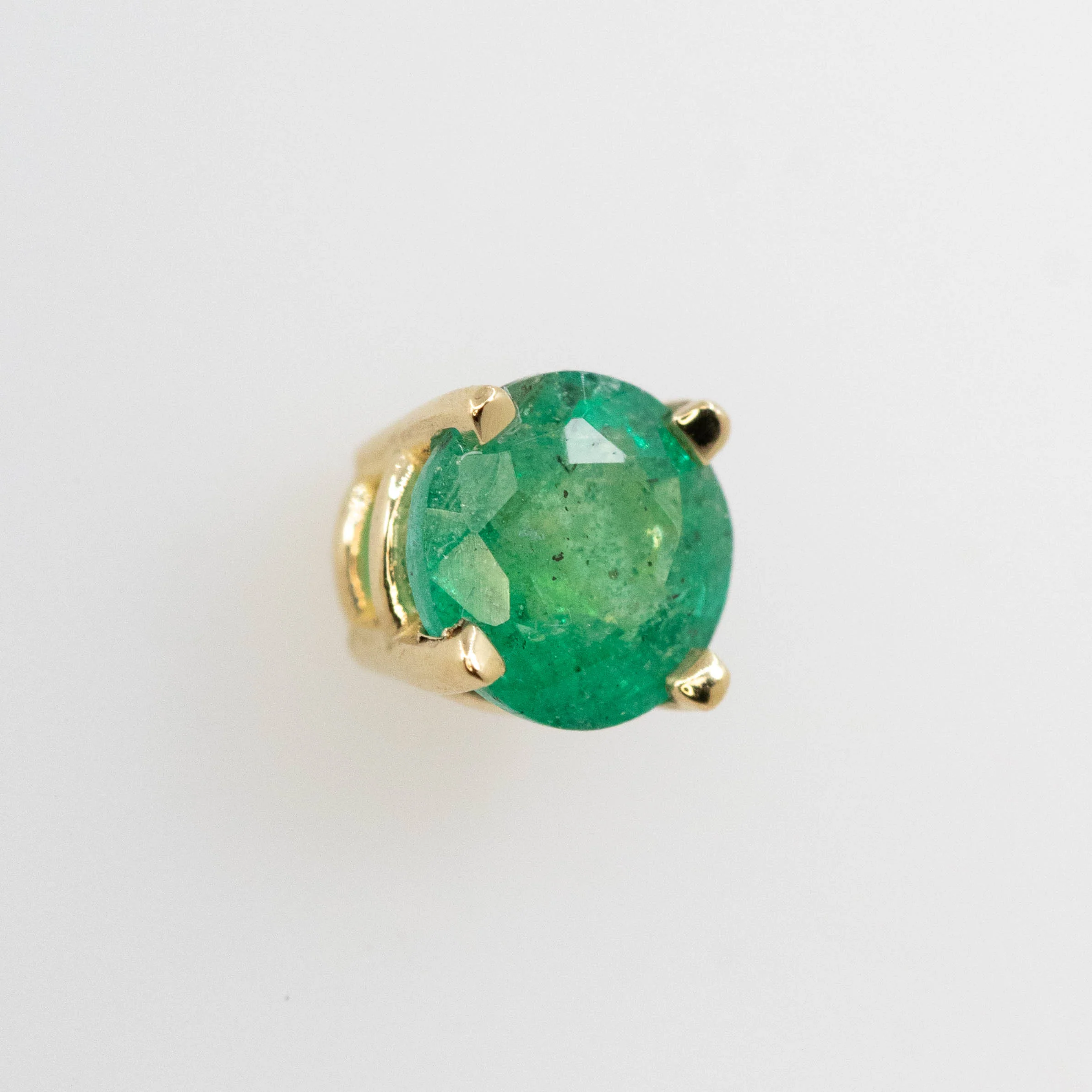 Round Emerald Earring Studs - Ready to Ship - Image 4
