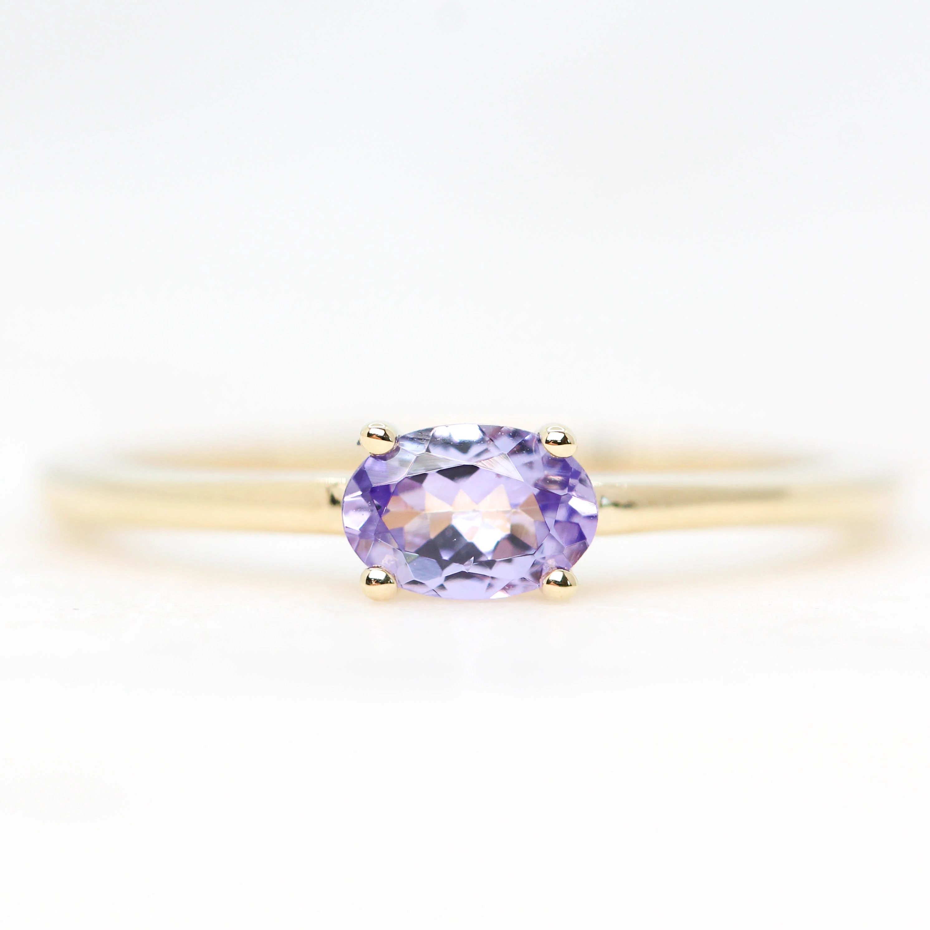 Ruthie Ring with a 0.44 Carat Oval Tanzanite in 14k Yellow Gold - Ready to Size and Ship