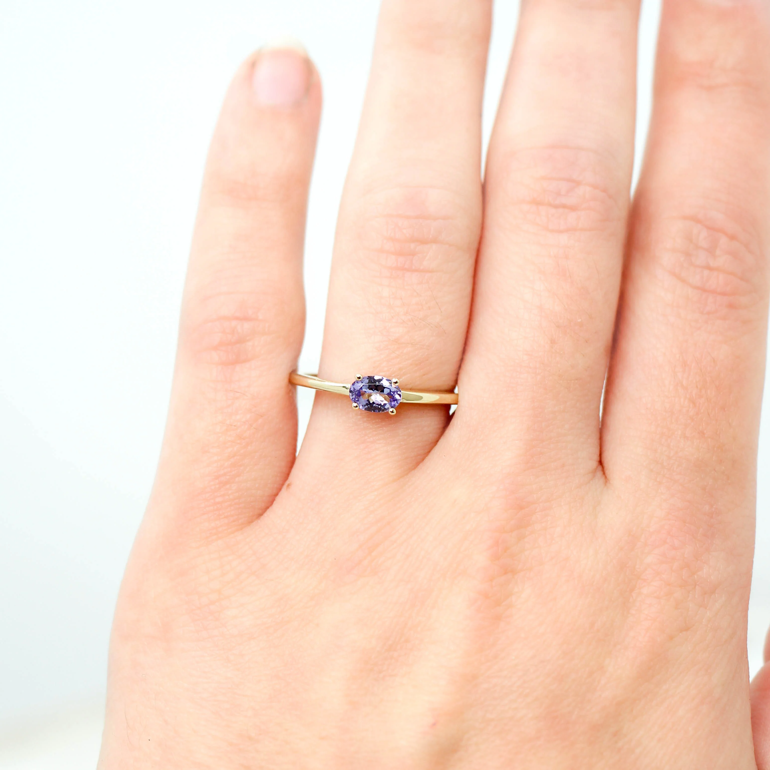 Ruthie Ring with a 0.44 Carat Oval Tanzanite in 14k Yellow Gold - Ready to Size and Ship - Image 2