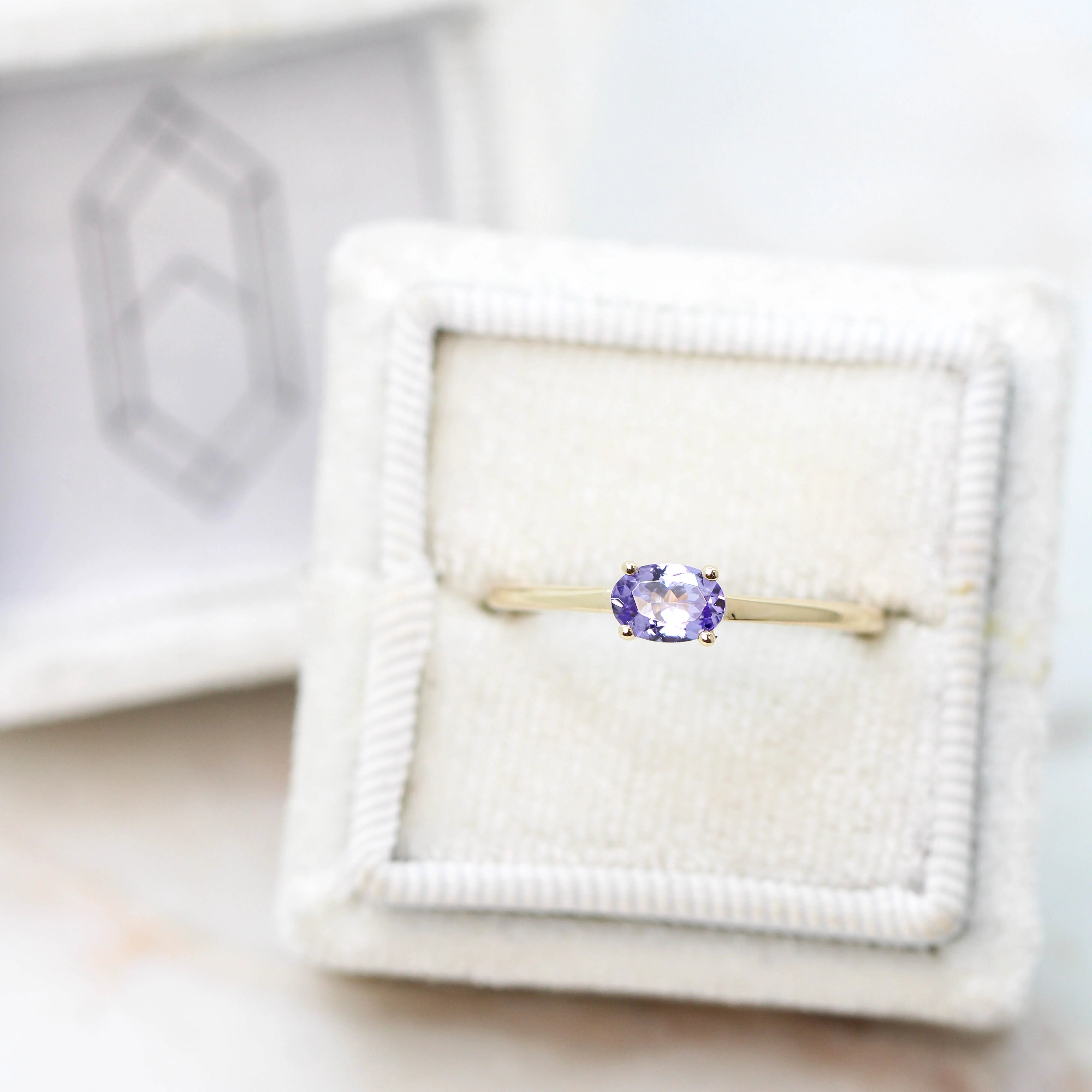 Ruthie Ring with a 0.44 Carat Oval Tanzanite in 14k Yellow Gold - Ready to Size and Ship - Image 8