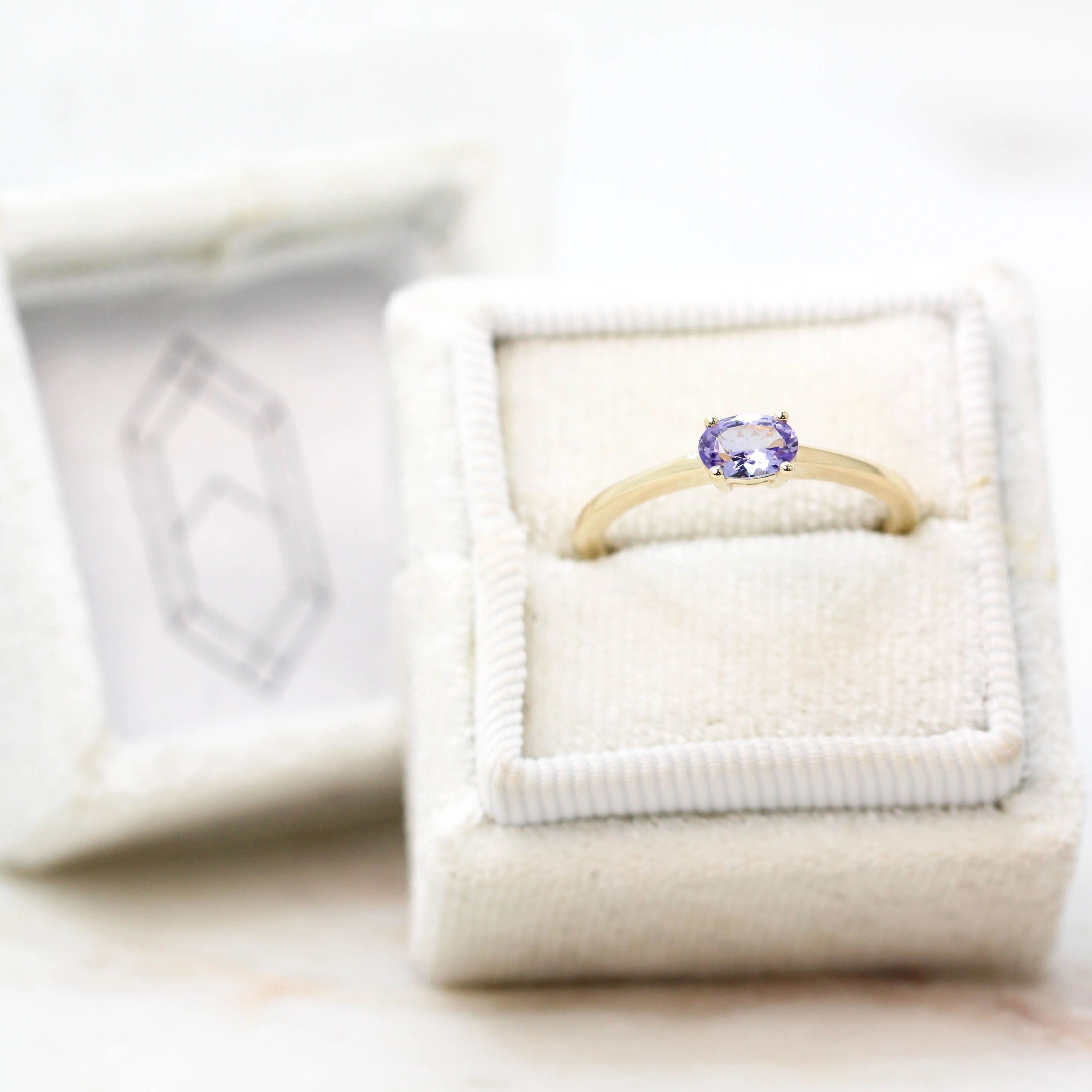 Ruthie Ring with a 0.44 Carat Oval Tanzanite in 14k Yellow Gold - Ready to Size and Ship - Image 9