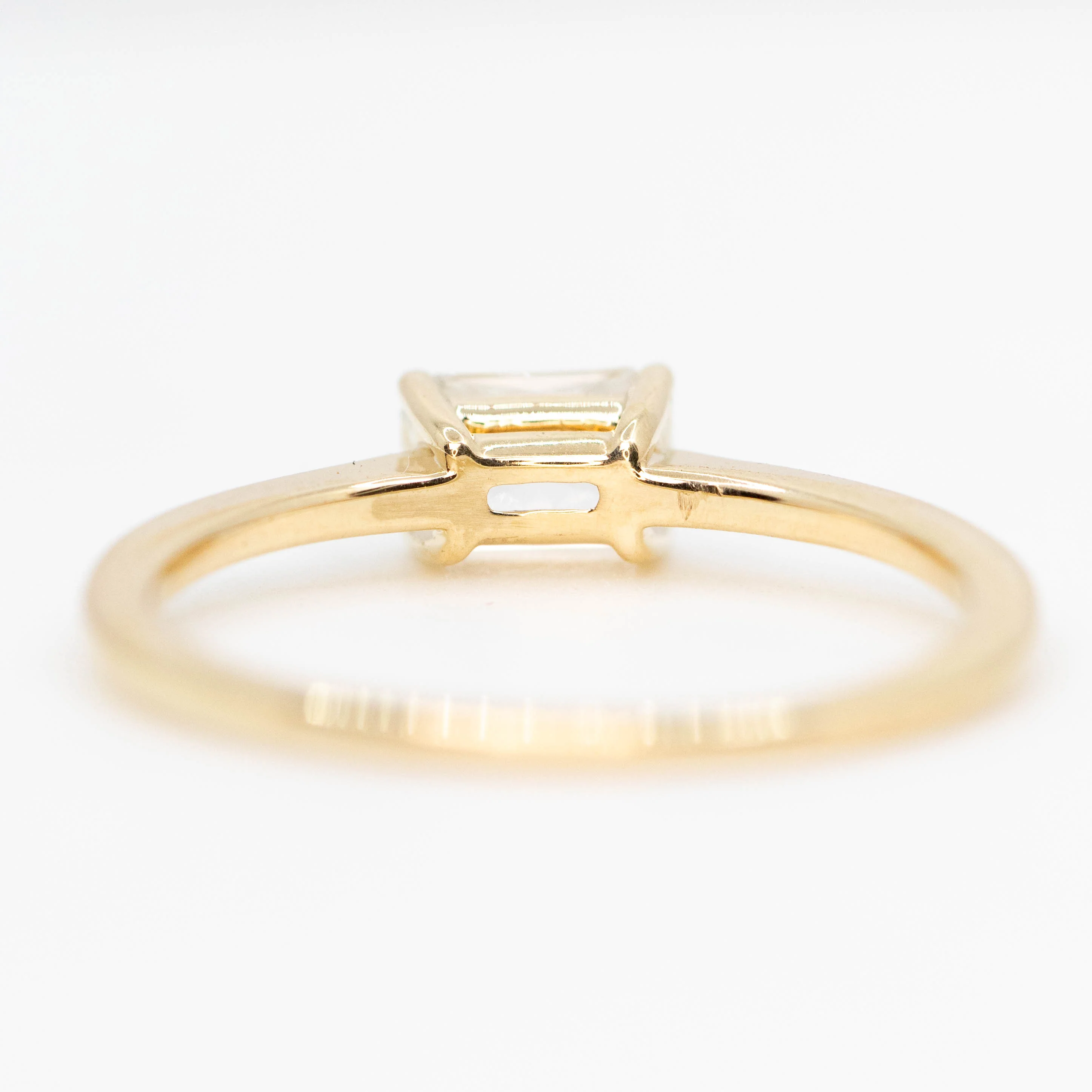 Ruthie Ring with a 0.75 Carat Radiant Cut White Sapphire in 10k Yellow Gold - Ready to Size and Ship - Image 6