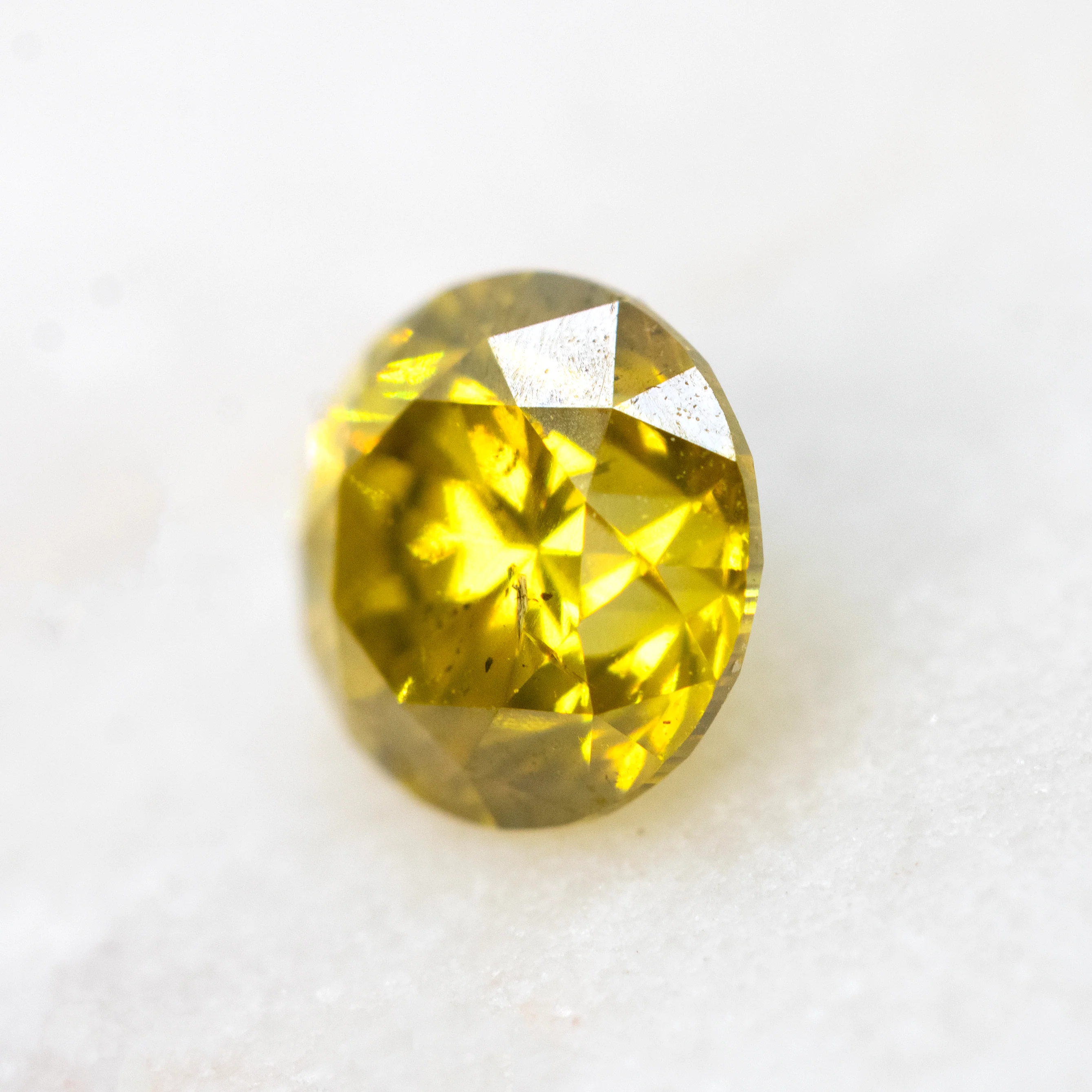 0.54 Carat Round Yellow Salt and Pepper Diamond for Custom Work - Inventory Code SCYR054 - Image 3