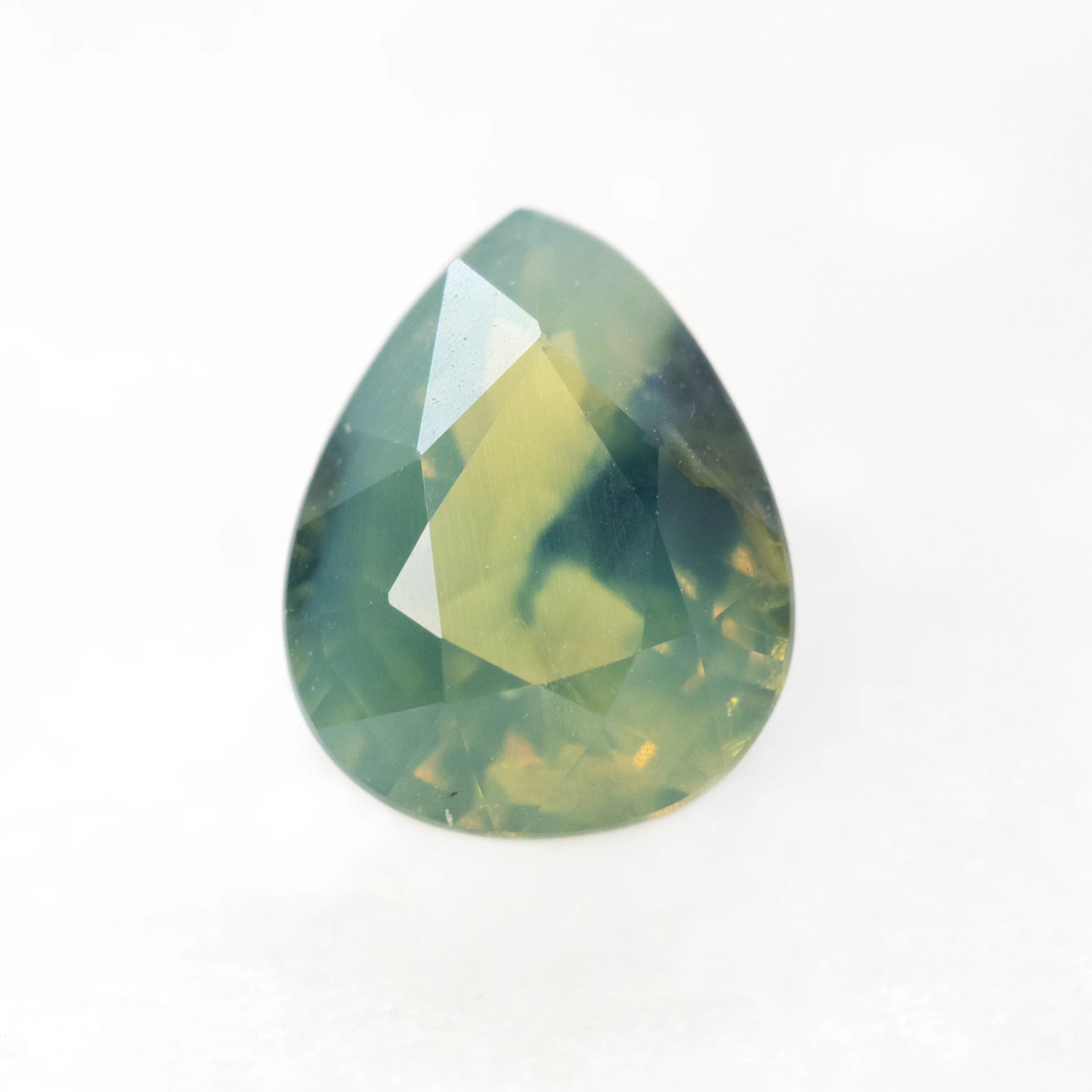 0.91 Carat Bicolor Teal Pear Sapphire for Custom Work - Inventory Code BTSP091