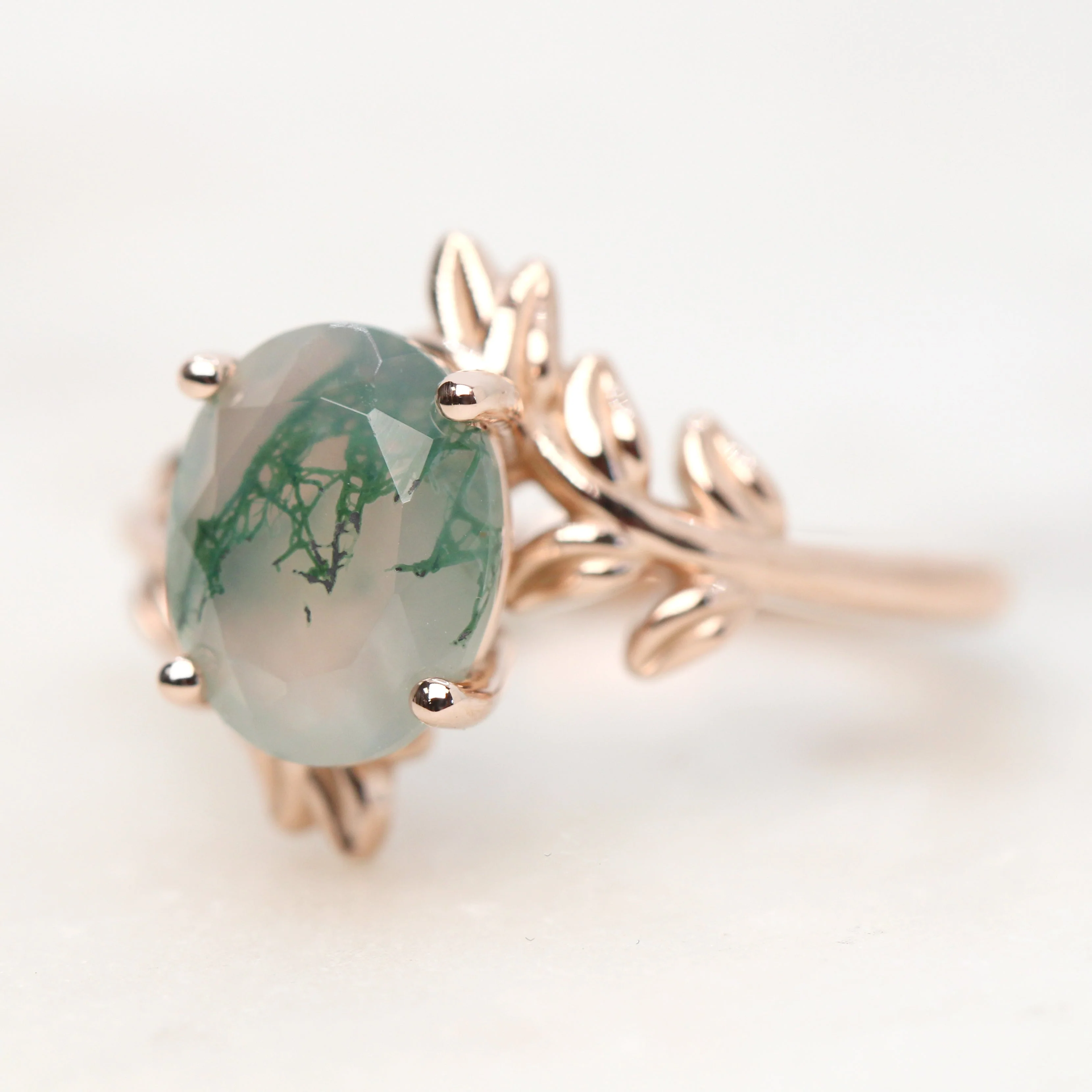 Sara Ring with an Oval Moss Agate - Made to Order - Image 3