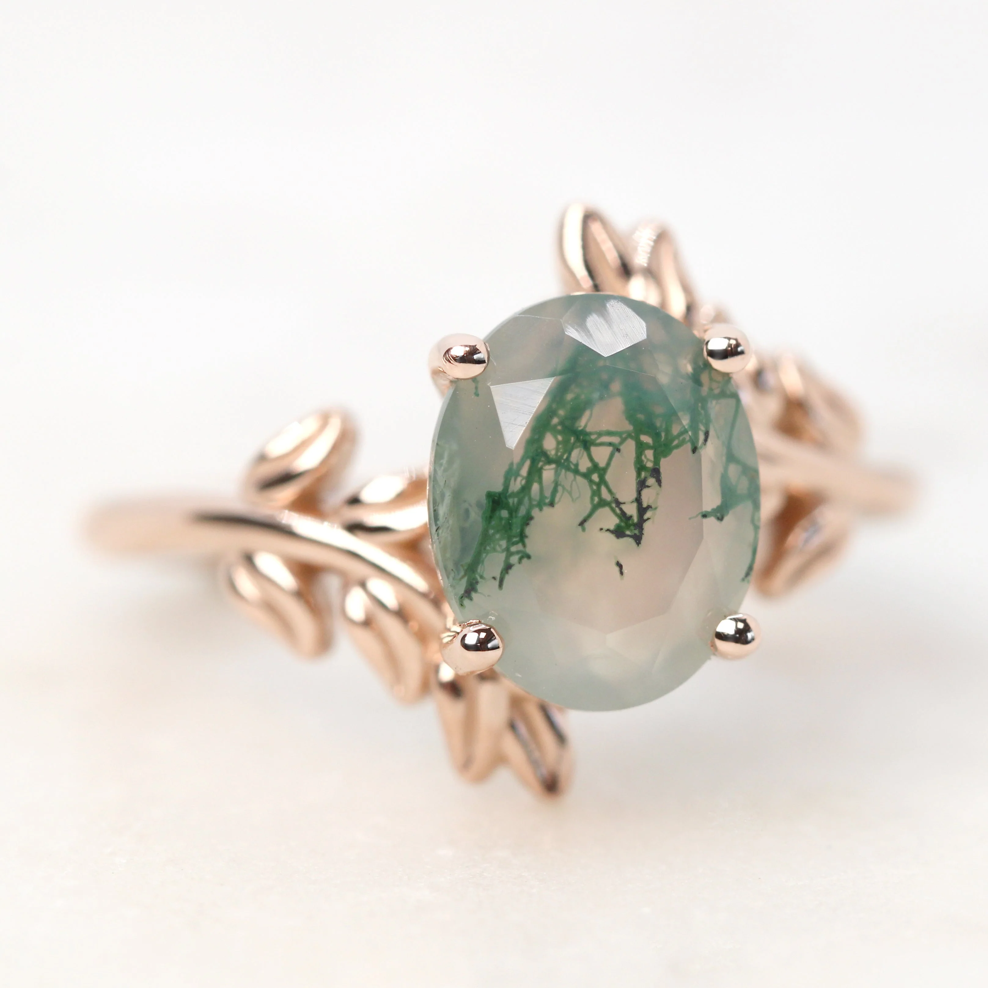 Sara Ring with an Oval Moss Agate - Made to Order - Image 4