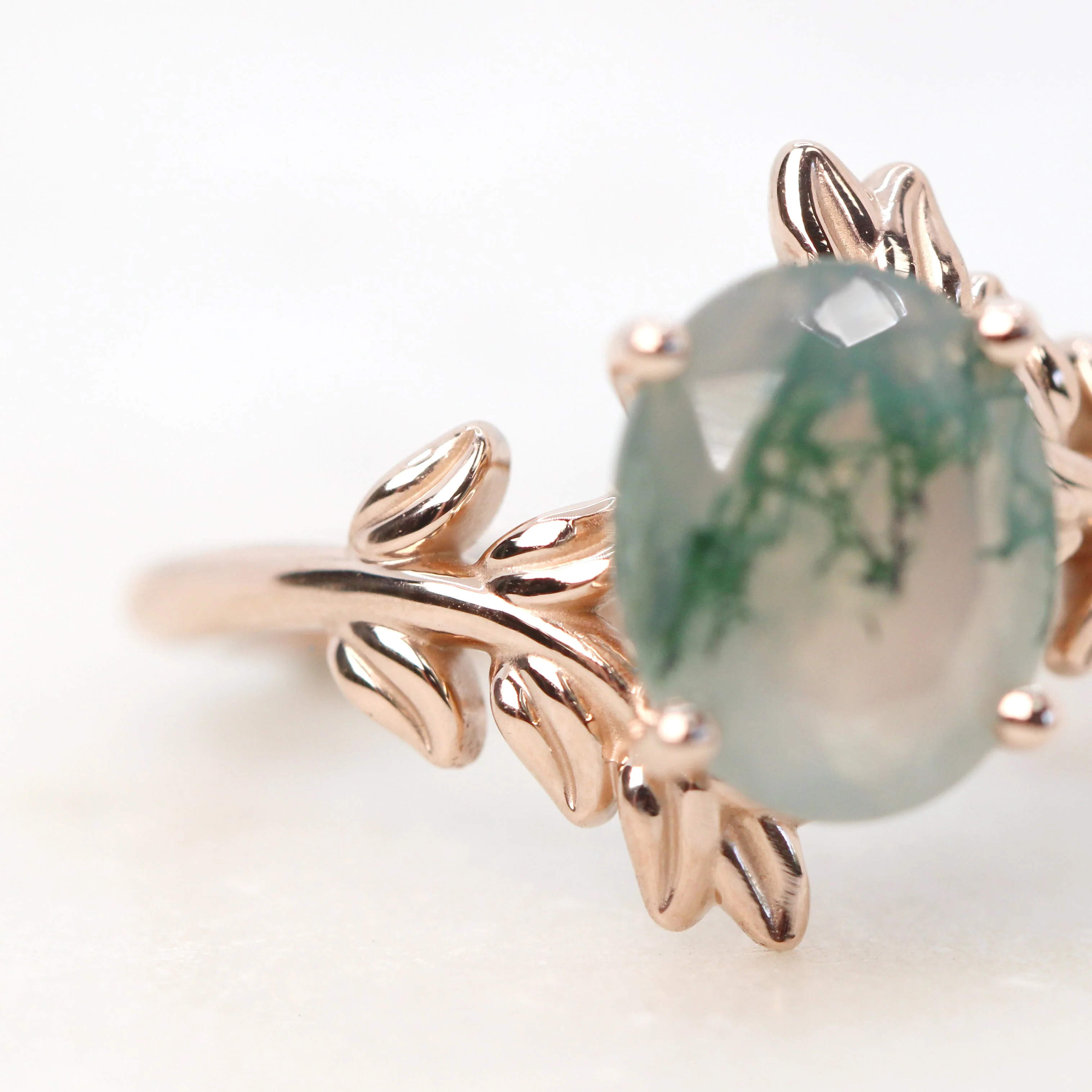 Sara Ring with an Oval Moss Agate - Made to Order - Image 6