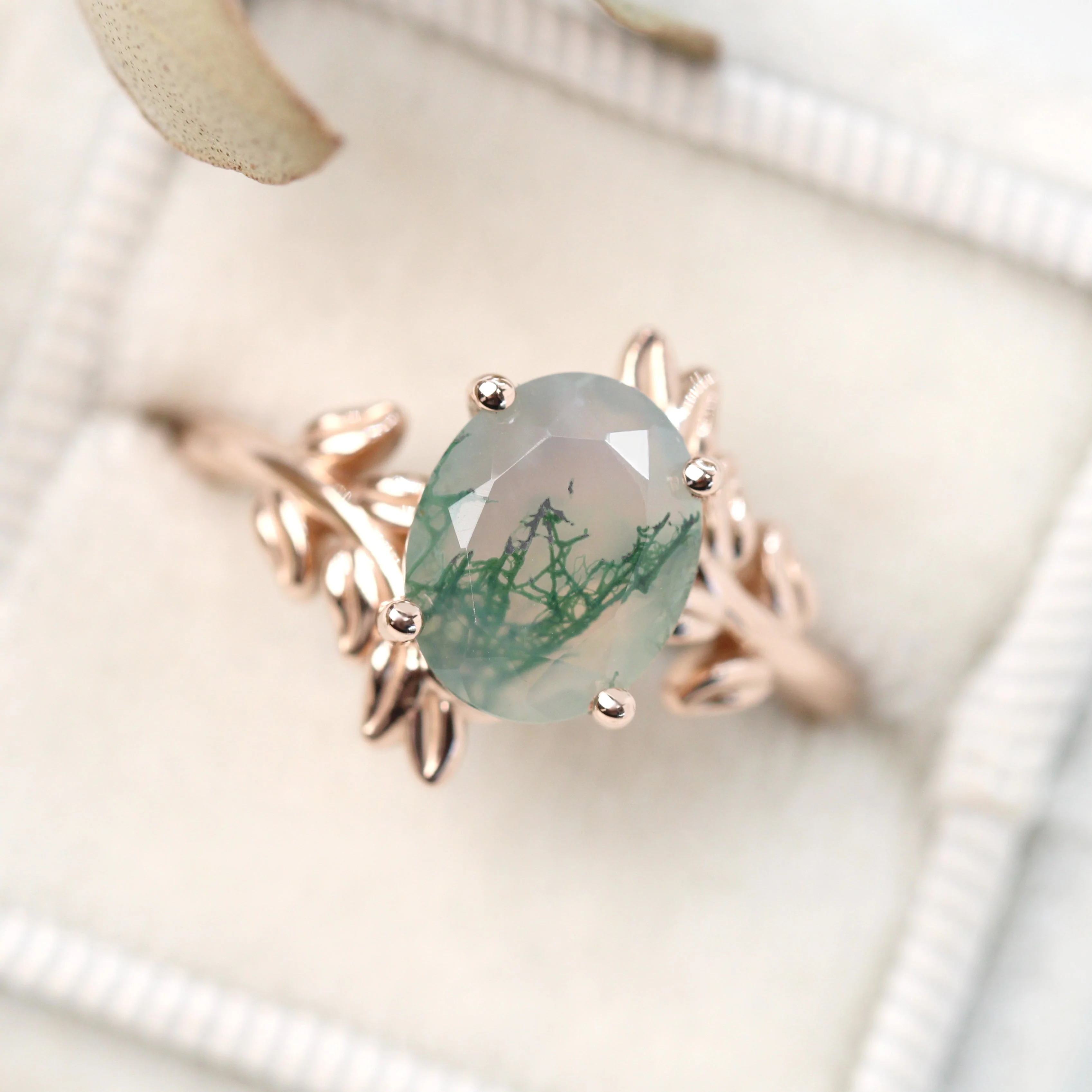 Sara Ring with an Oval Moss Agate - Made to Order - Image 8
