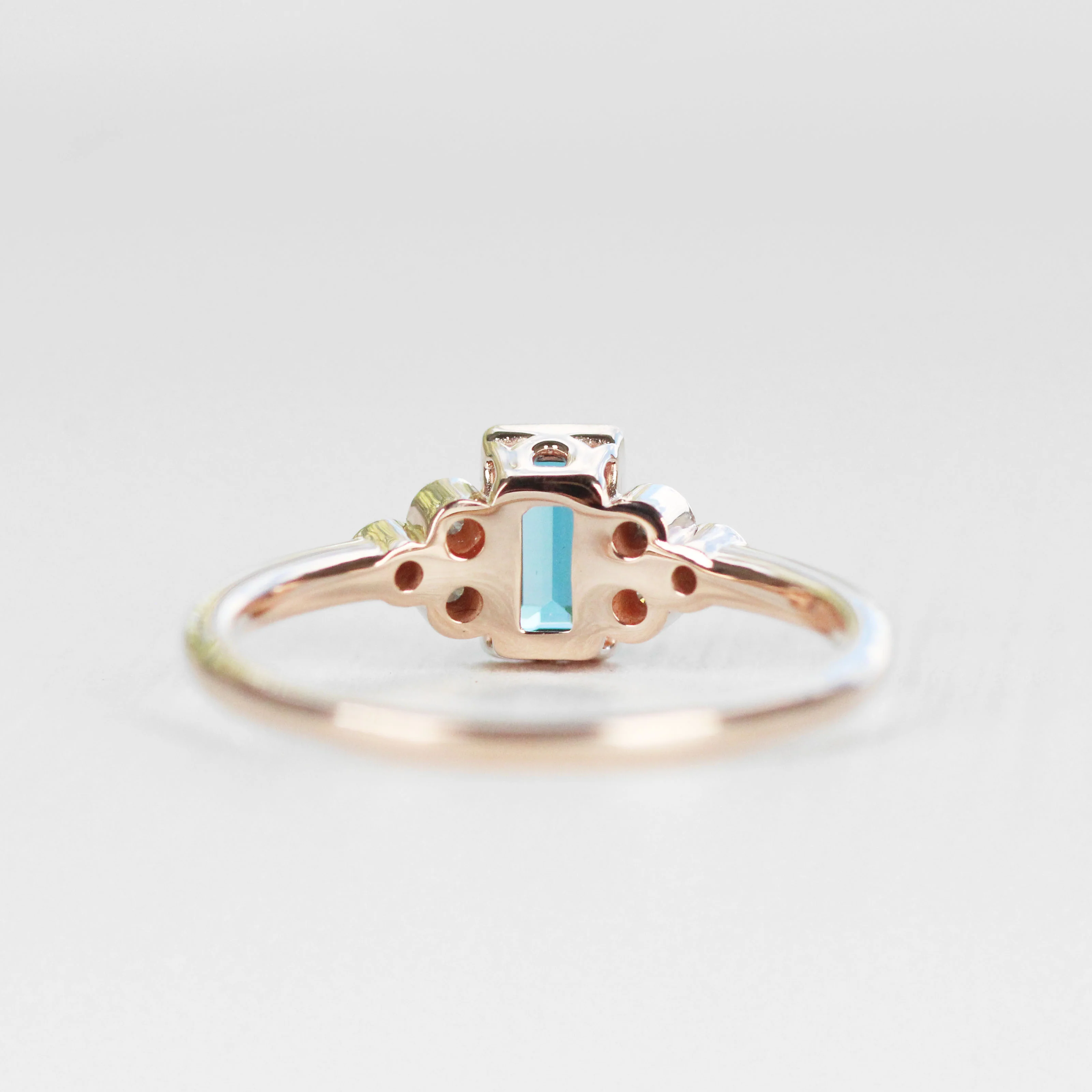 Sophia Ring with a London Blue Topaz Baguette and White Accent Diamonds - Made to Order - Image 8