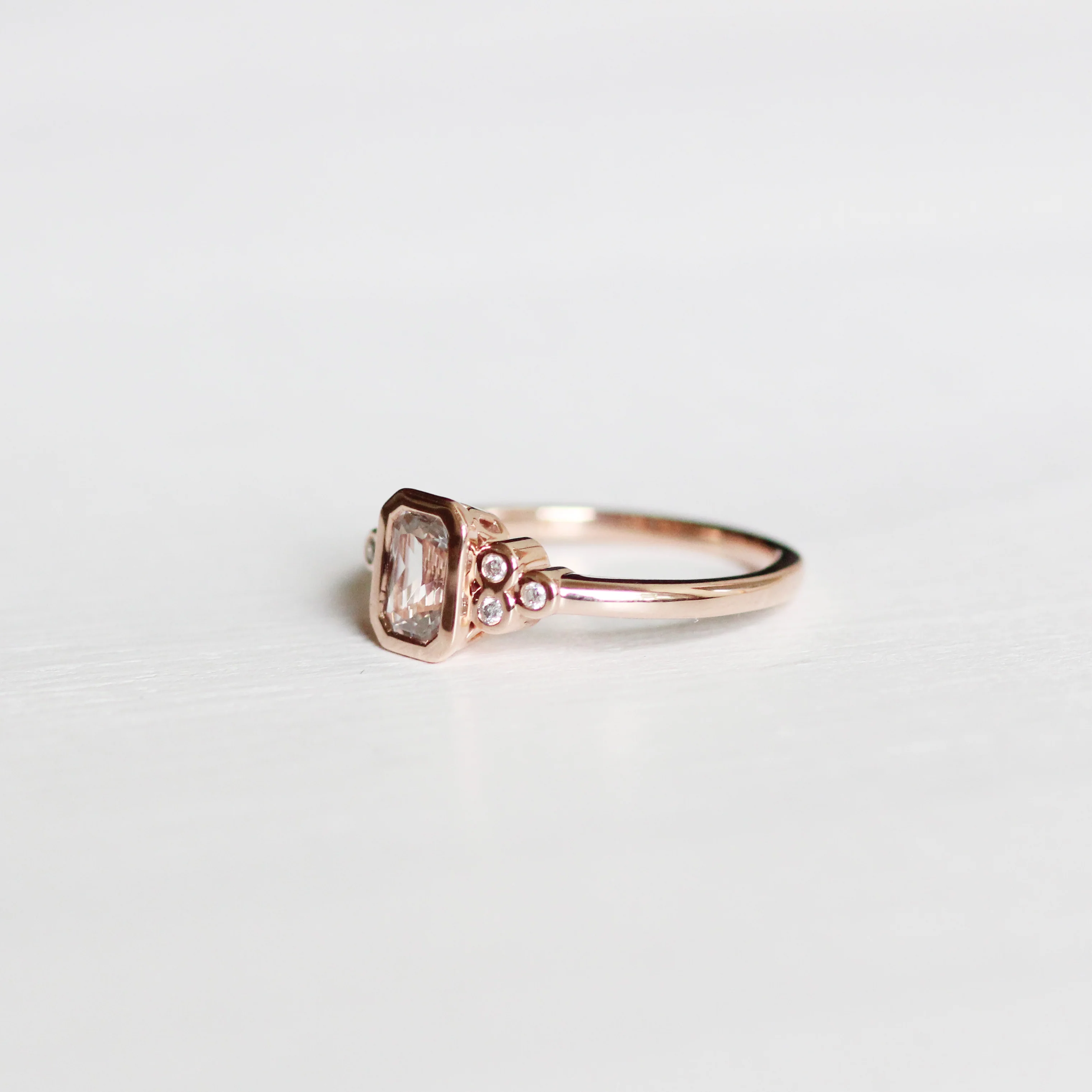 Sophia Ring with a Radiant Cut Sapphire and White Accent Diamonds - Made to Order - Image 4