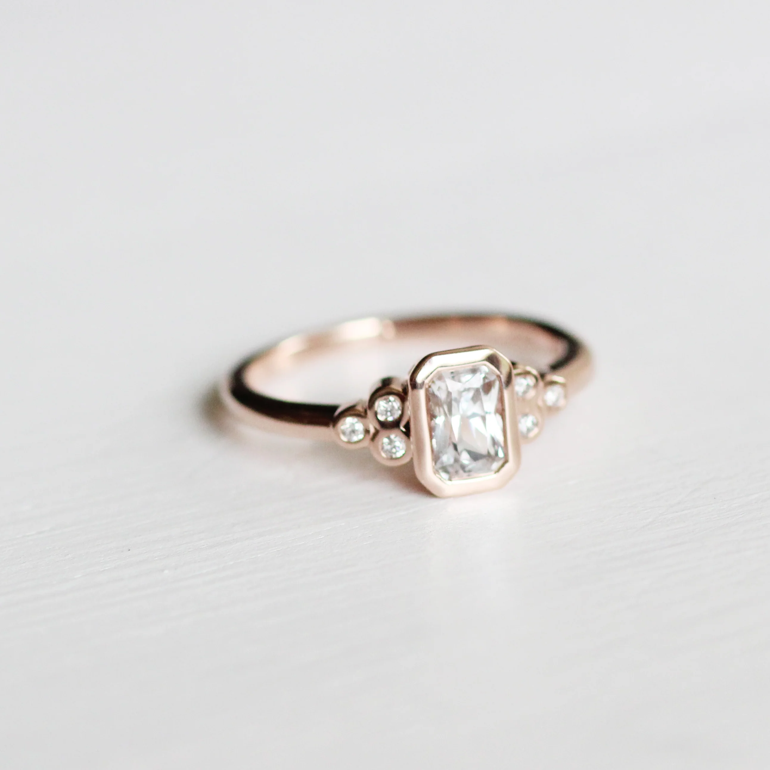 Sophia Ring with a Radiant Cut Sapphire and White Accent Diamonds - Made to Order - Image 5