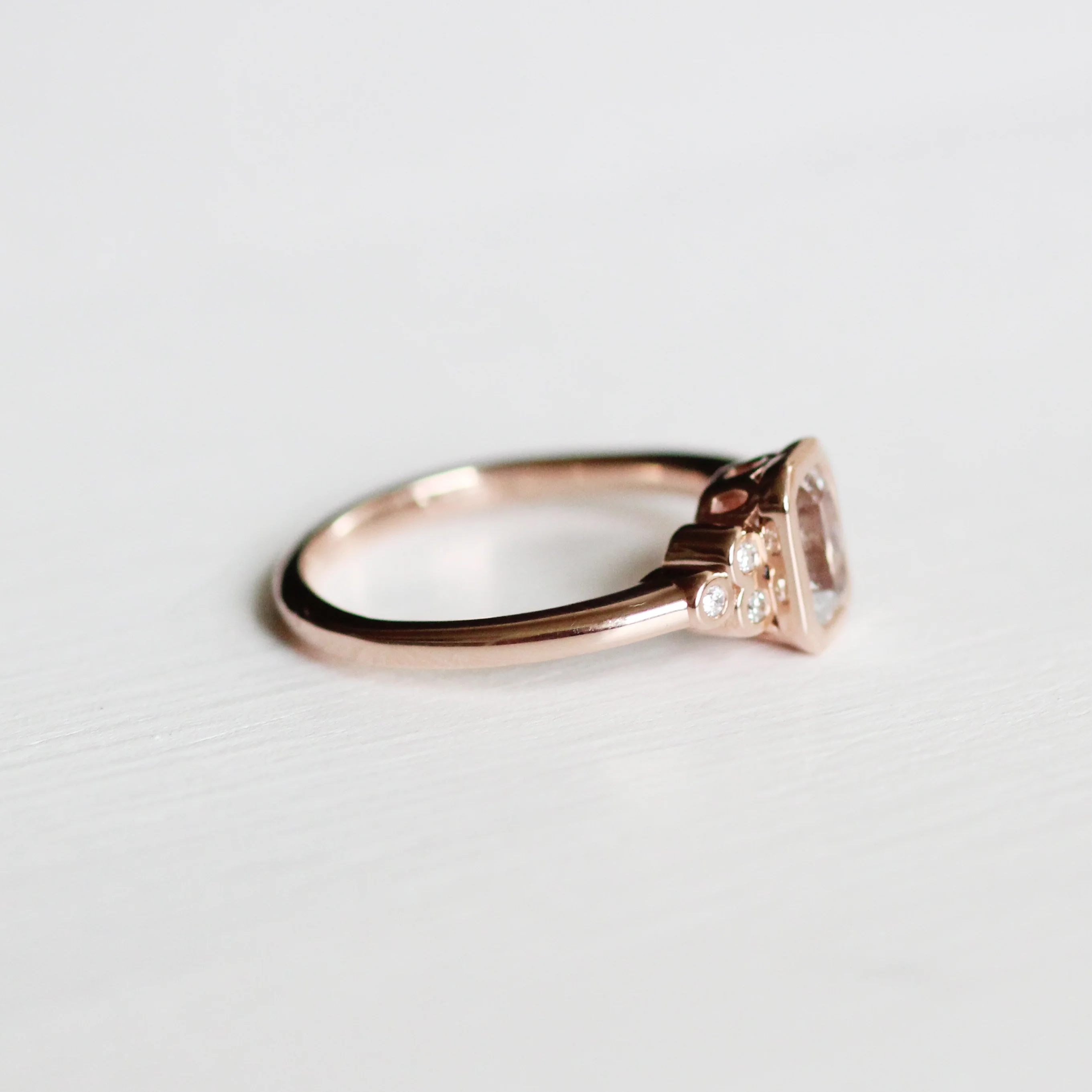 Sophia Ring with a Radiant Cut Sapphire and White Accent Diamonds - Made to Order - Image 6