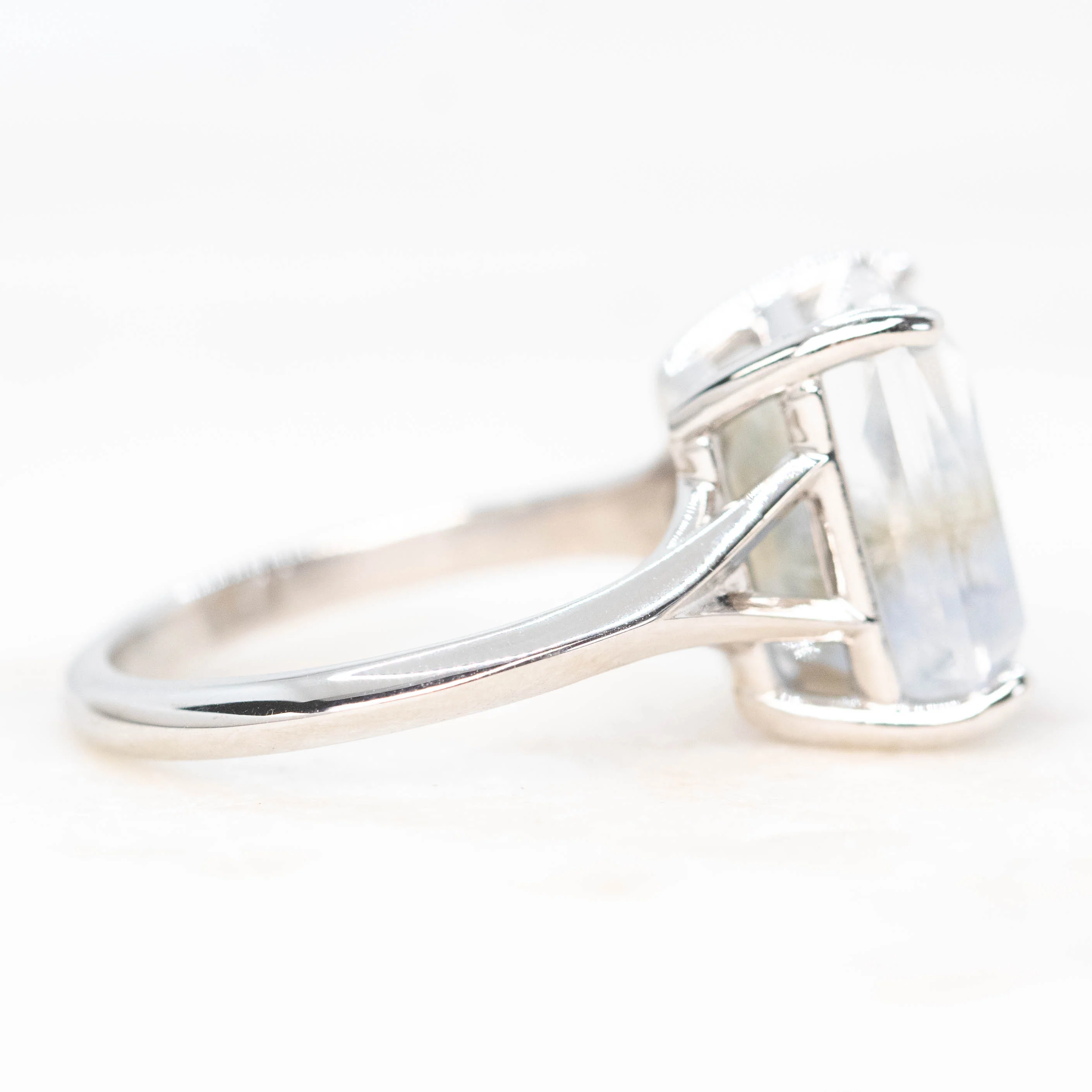 Sylvie Ring with a 6.60 Carat Emerald Cut Quartz in 14k White Gold - Ready to Size and Ship - Image 5