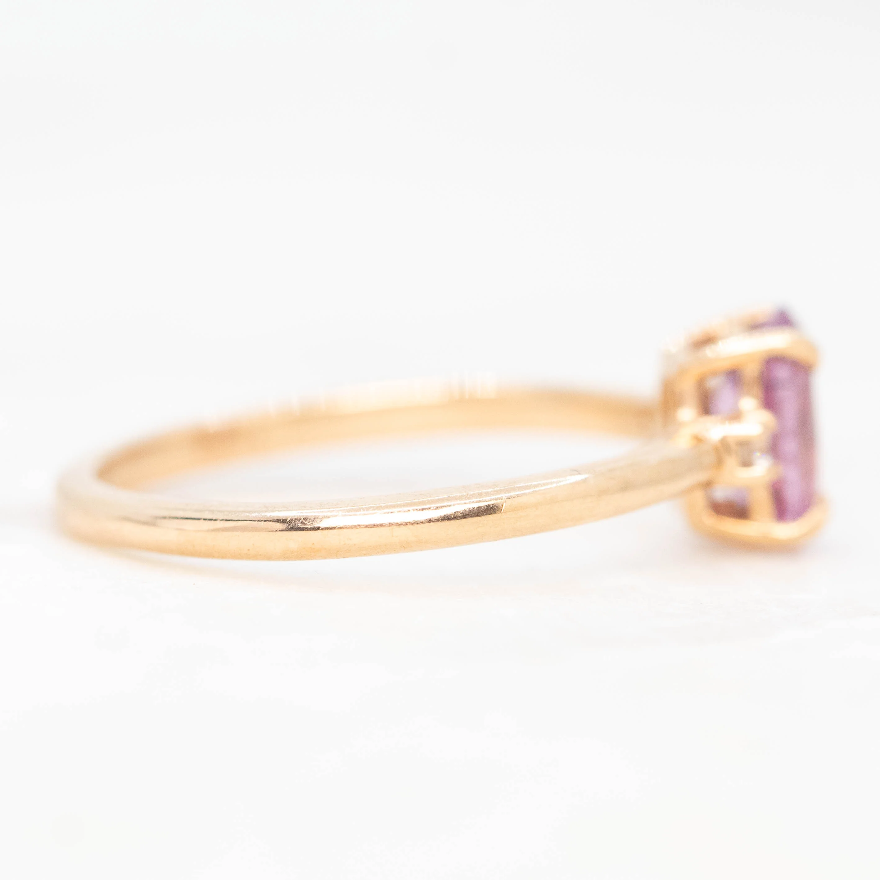 Terra Ring with a 1.05 Carat Pink Oval Sapphire and White Accent Diamonds in 14k Rose Gold - Ready to Size and Ship - Image 5